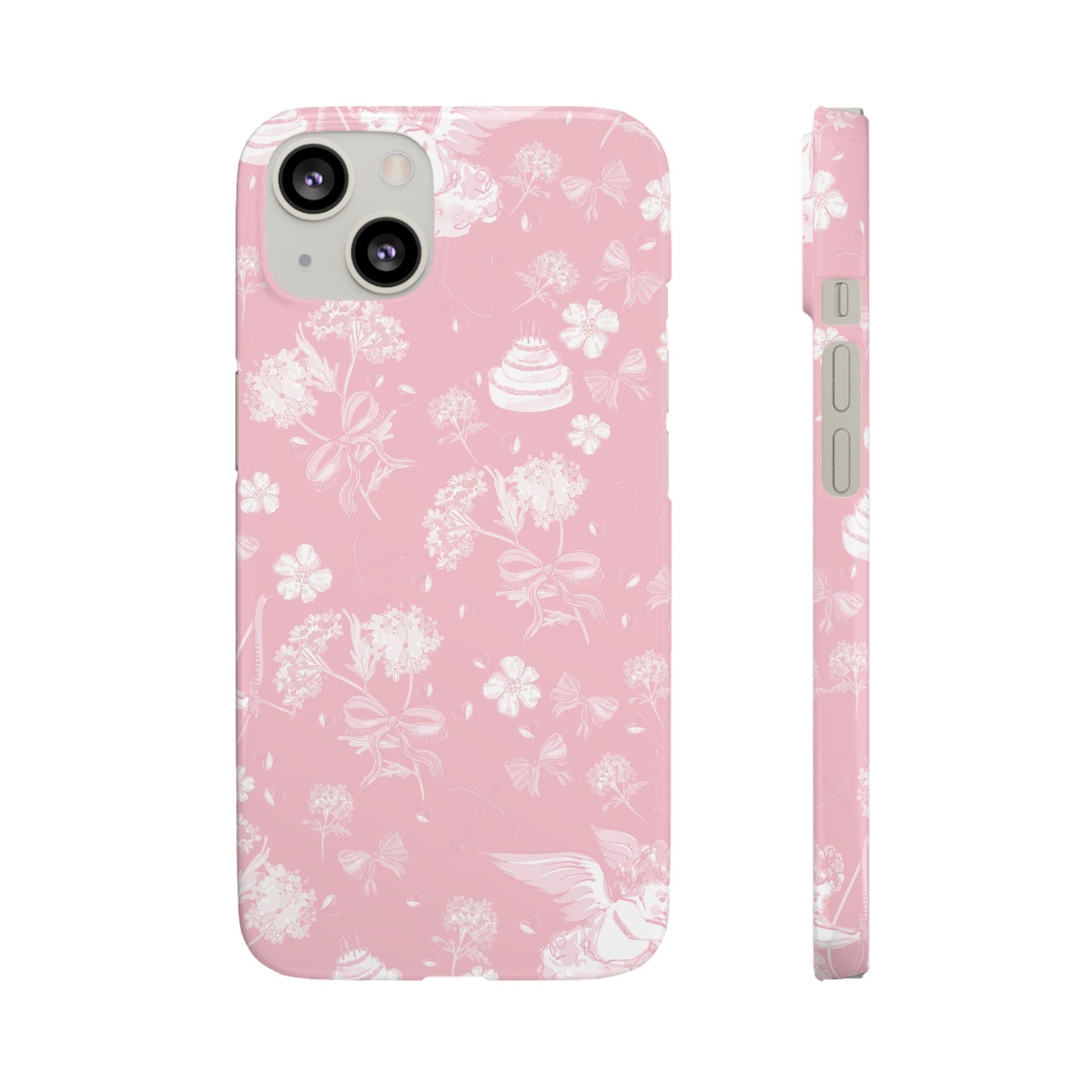 Pink Floral Slim Phone Case for Apple iPhone, Samsung Galaxy and Google Pixel.