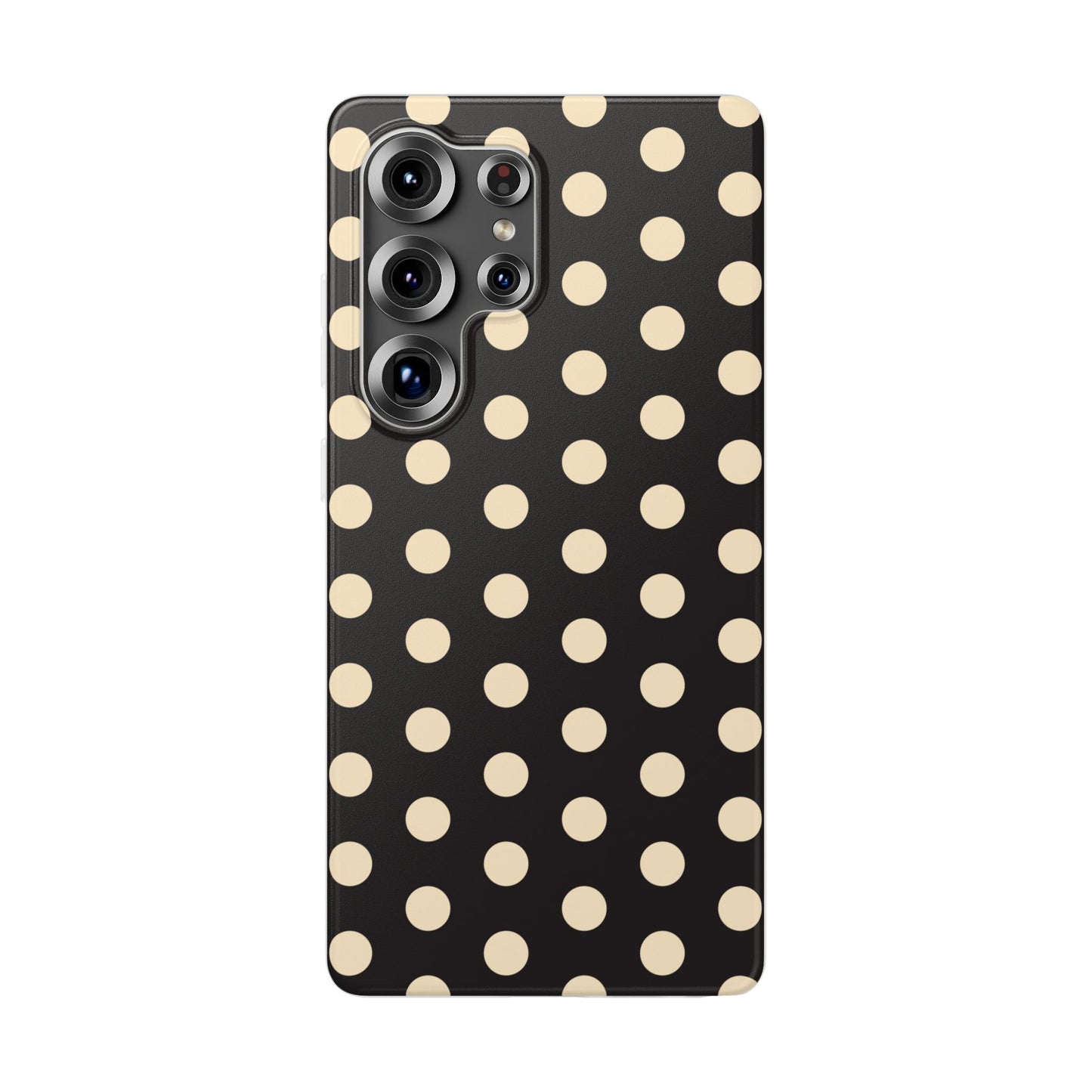 Black & Cream Retro Polka Dot Flexi Case for Apple iPhone, Samsung Galaxy.