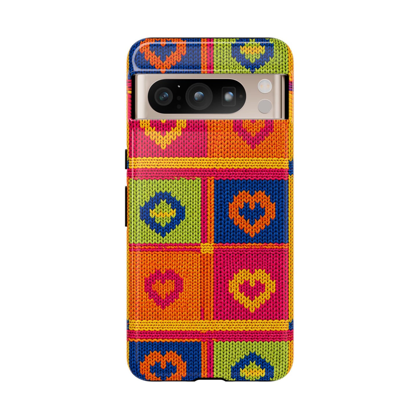Retro Knit Pattern Heart Patch Tough Phone Case