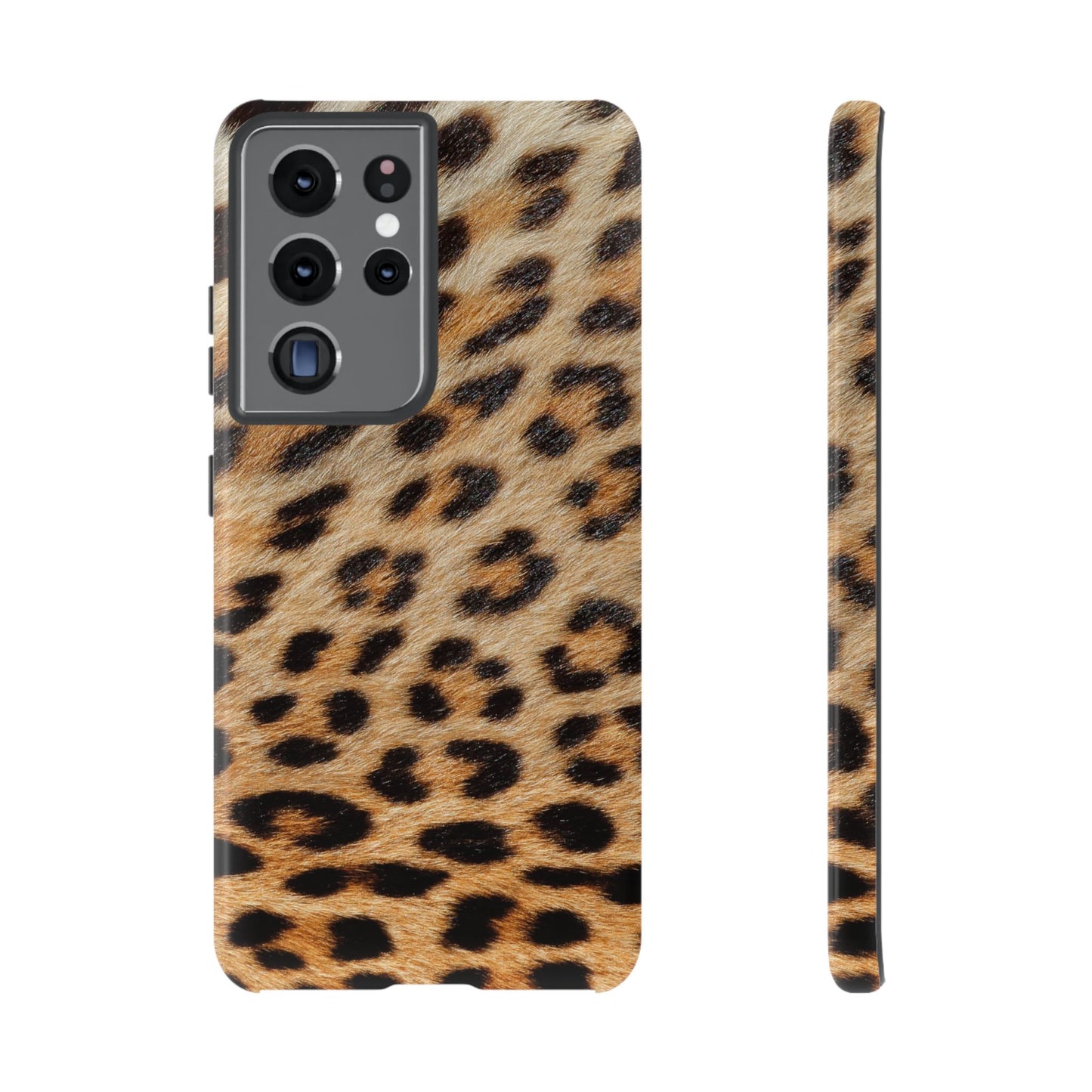 Leopard Print Tough Phone Case — Durable Protective Case with Wild Animal Fur Design