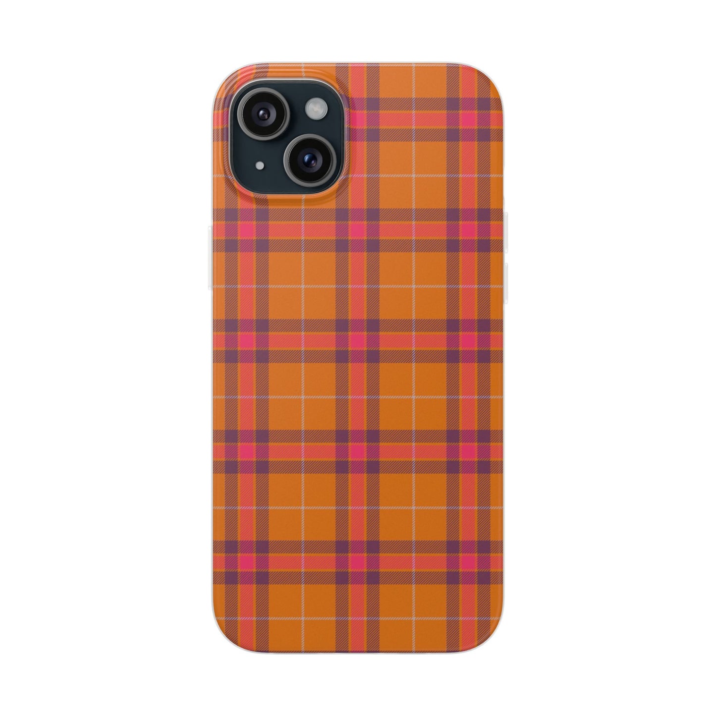 Orange Plaid Flexi Phone Case for Apple iPhone and Samsung Galaxy.