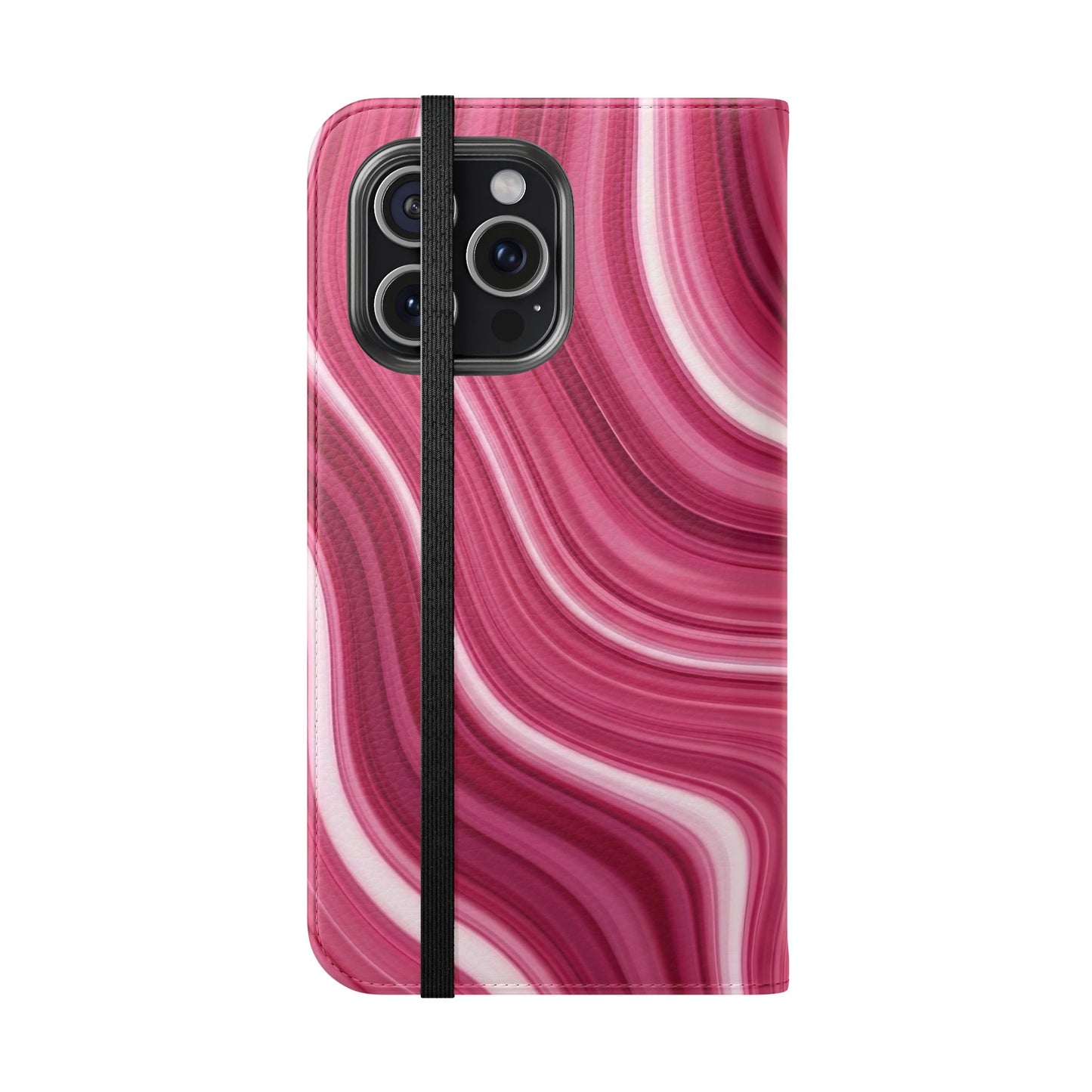 Pink Marble Swirl Flip Case — Wallet Phone Cover with Card Slots