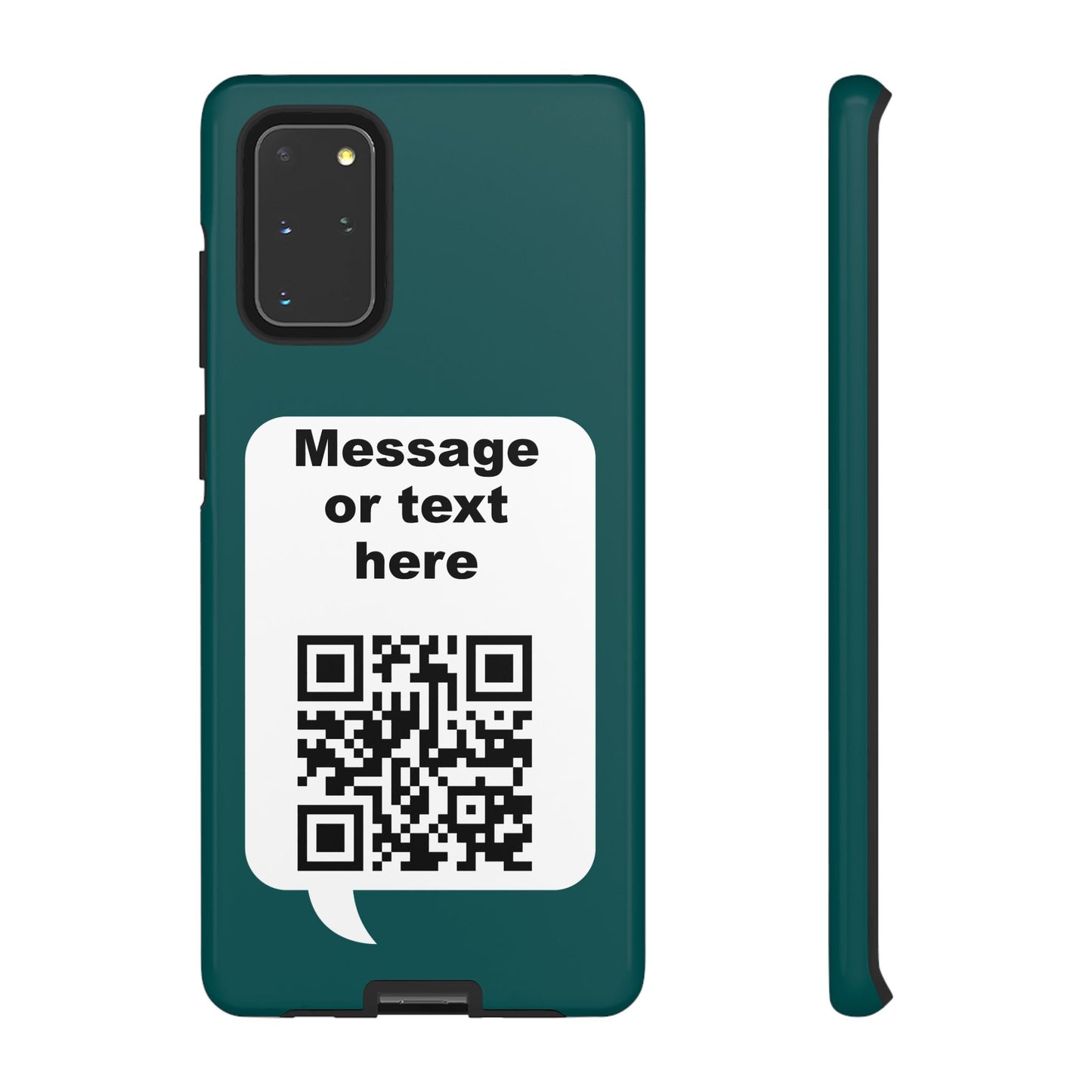 Custom QR Code Tough Phone Case — "Custom text" Contact Case