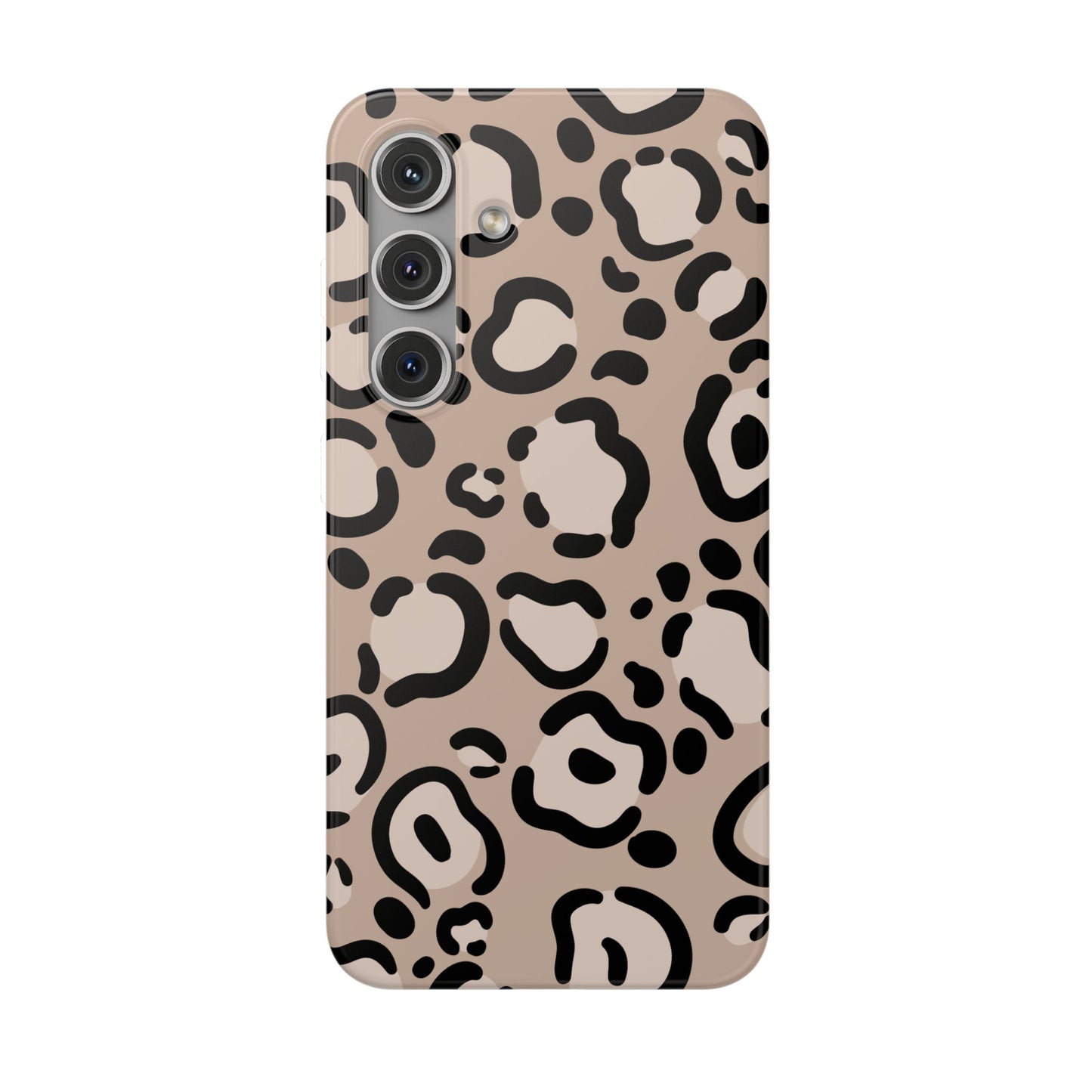 Beige Black Leopard Print Flexi Case for Apple iPhone and Samsung Galaxy.