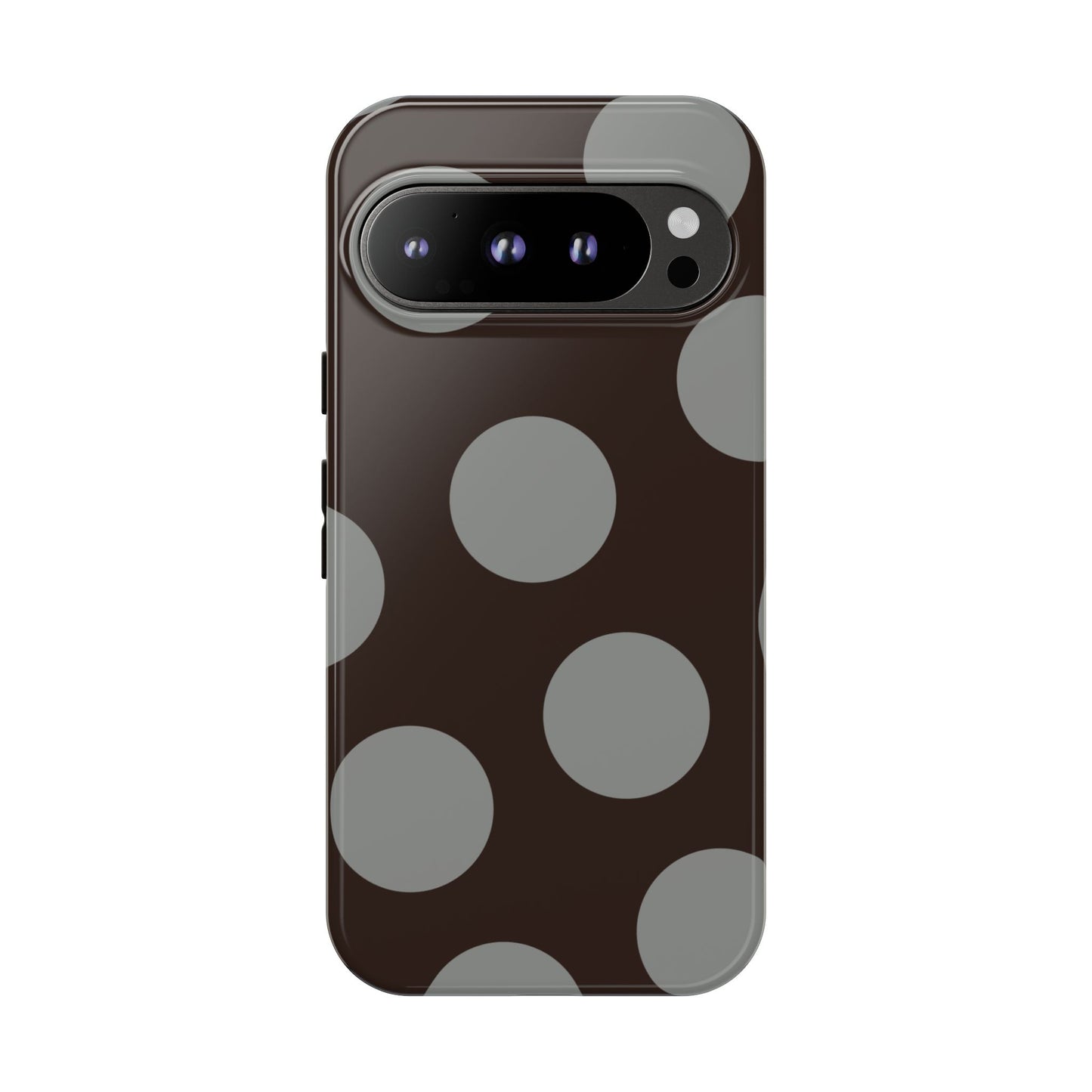 Polka Dot Tough Phone Case – Brown & Gray Retro Dot Protective Cover