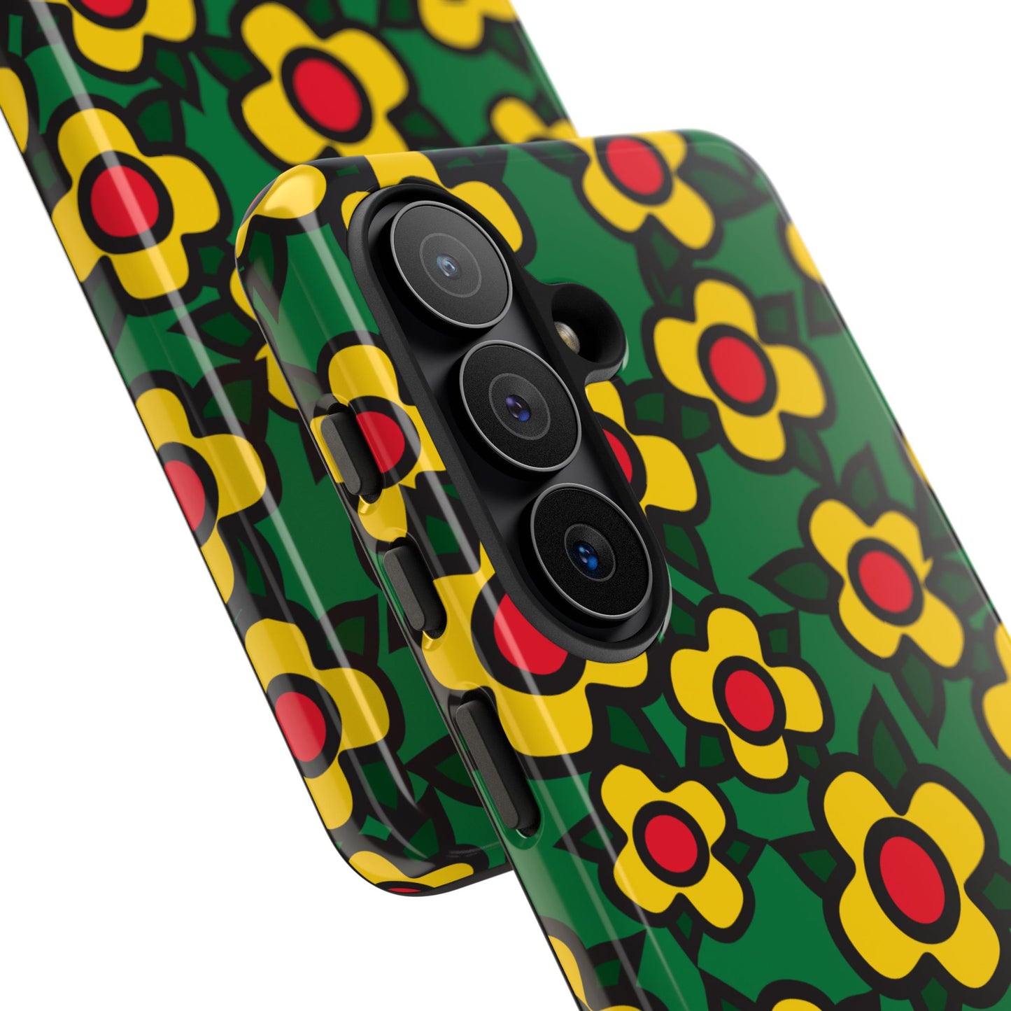 Floral Pop Tough Phone Case — Retro Yellow Red Flower Pattern