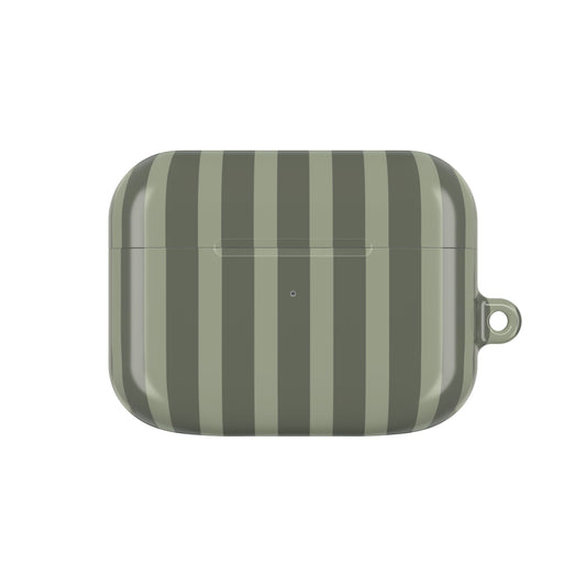 Striped Olive AirPods Case — Protective Green Stripe Pattern Cover