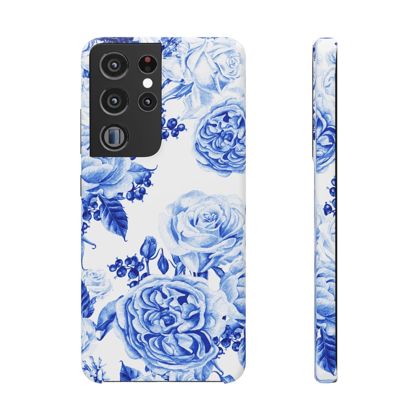 Blue Porcelain Floral Snap Phone Case — Vintage Rose Pattern