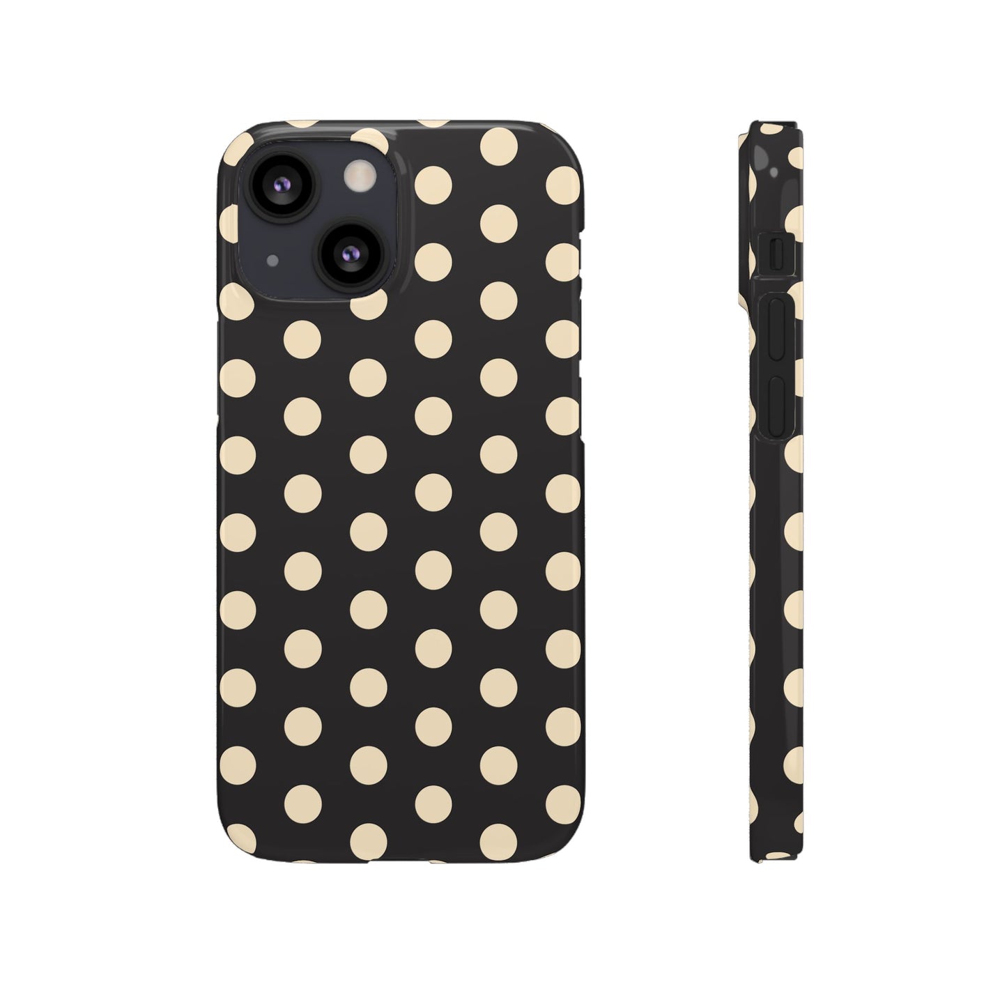 Polka Dot Snap Phone Case — Classic Black & Cream Retro Dots