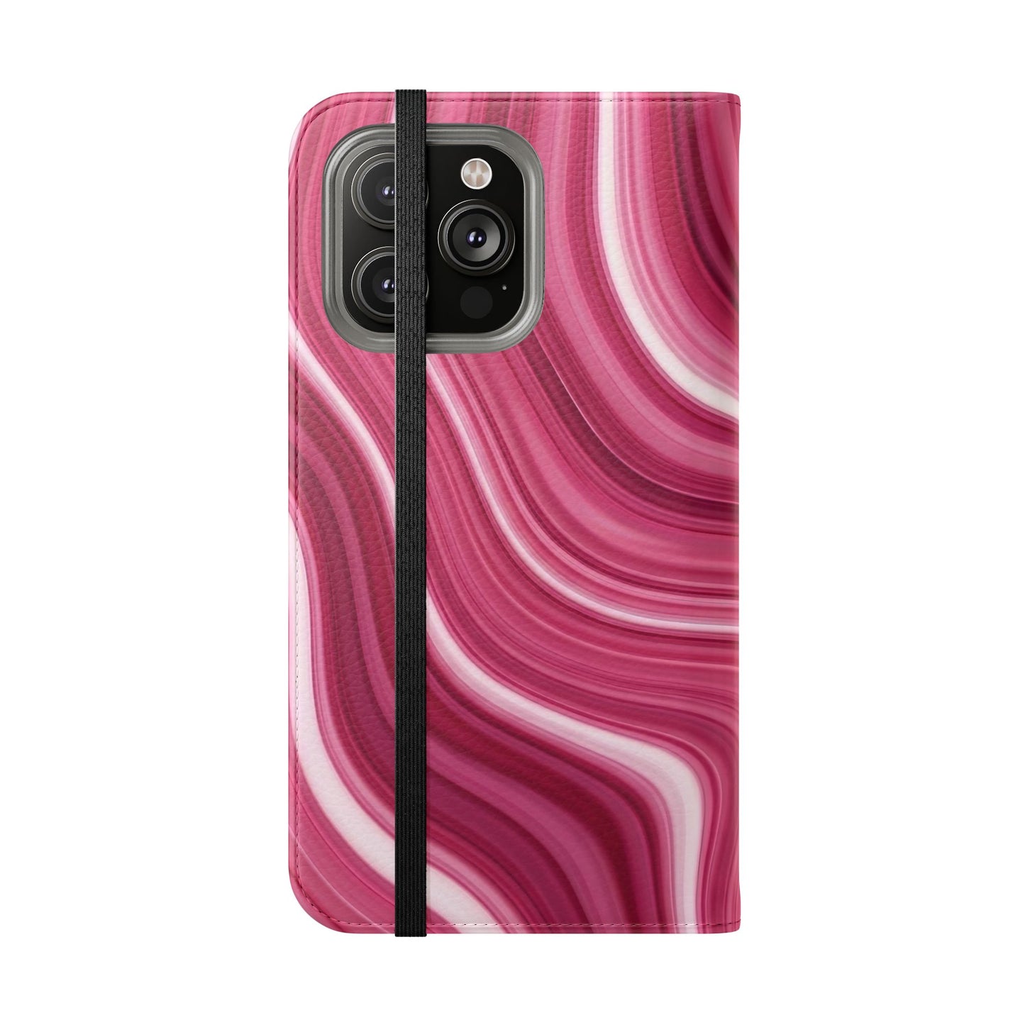 Pink Marble Swirl Flip Case — Wallet Phone Cover with Card Slots