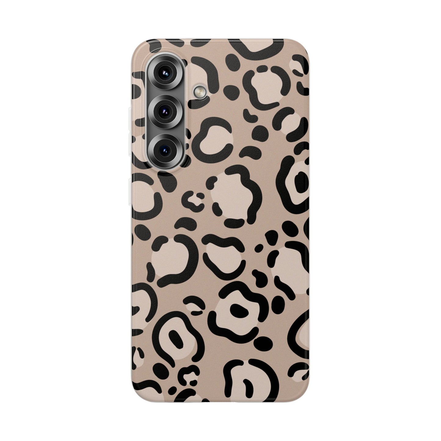 Beige Black Leopard Print Flexi Case for Apple iPhone and Samsung Galaxy.
