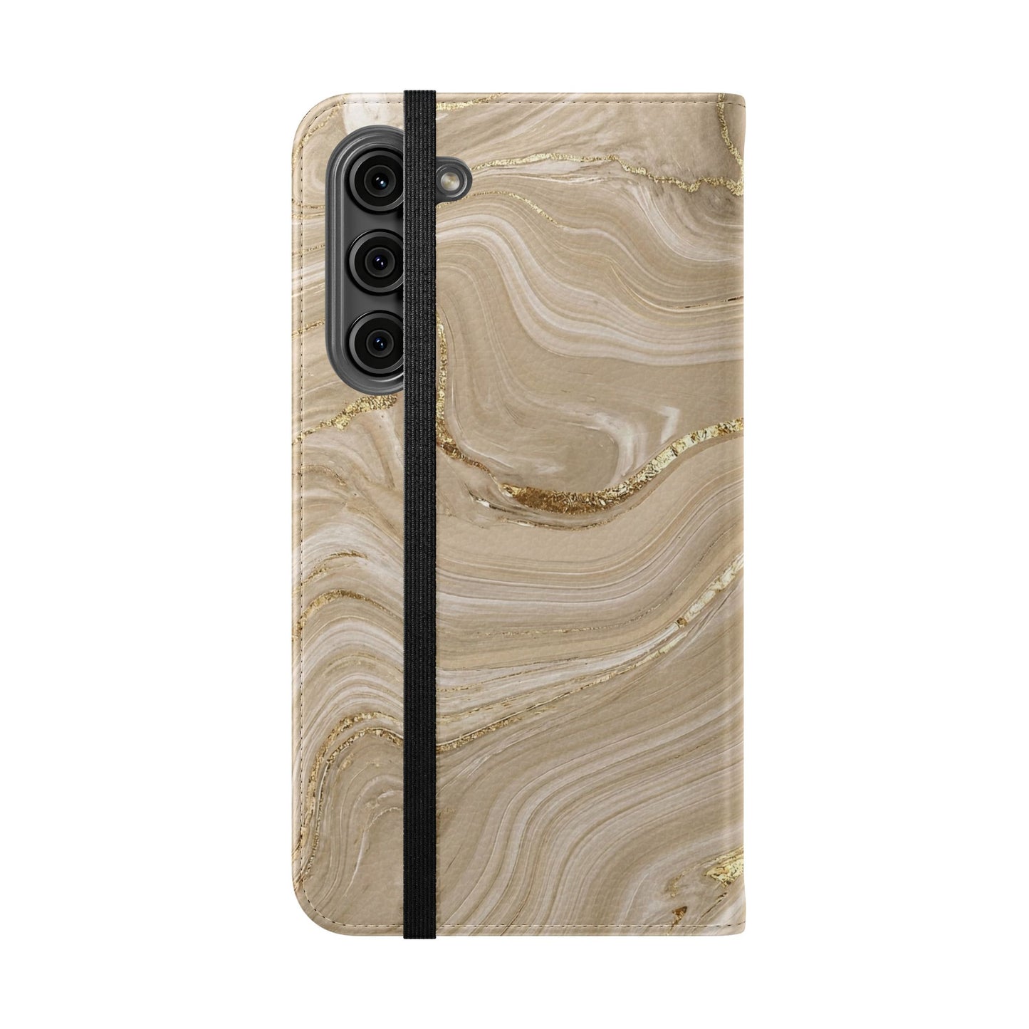 Marble Beige Flip Phone Case – Stylish Wallet Phone Cover with Card Slots
