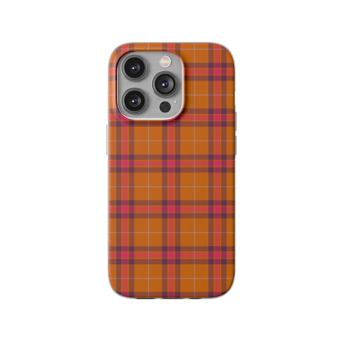 Orange Plaid Flexi Phone Case for Apple iPhone and Samsung Galaxy.