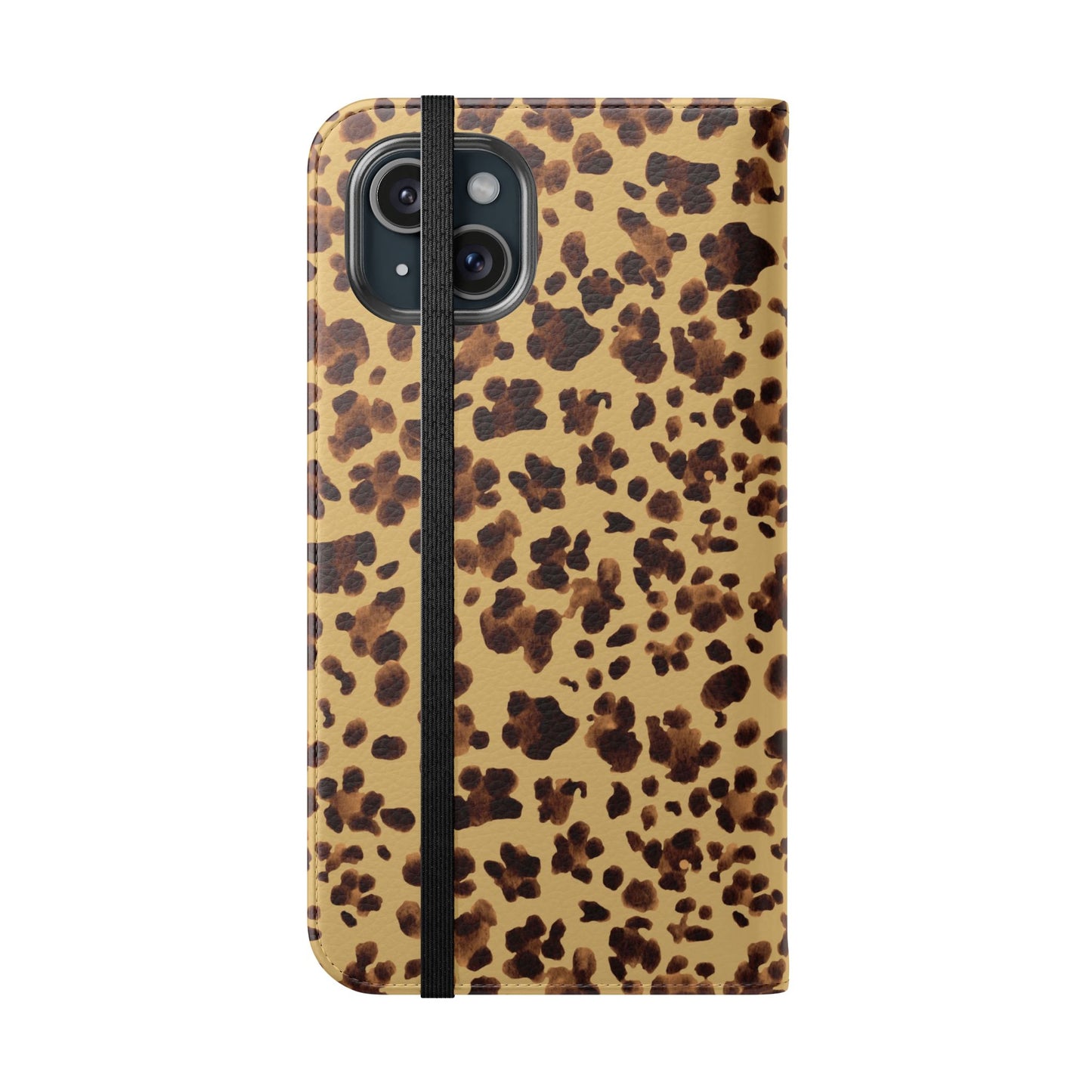 Leopard Print watercolour Flip Phone Case - Stylish Wallet Folio Cover with Card Slots