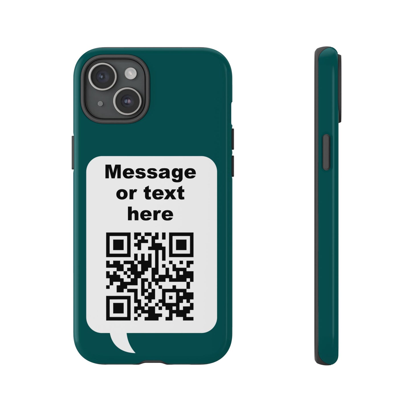 Custom QR Code Tough Phone Case — "Custom text" Contact Case
