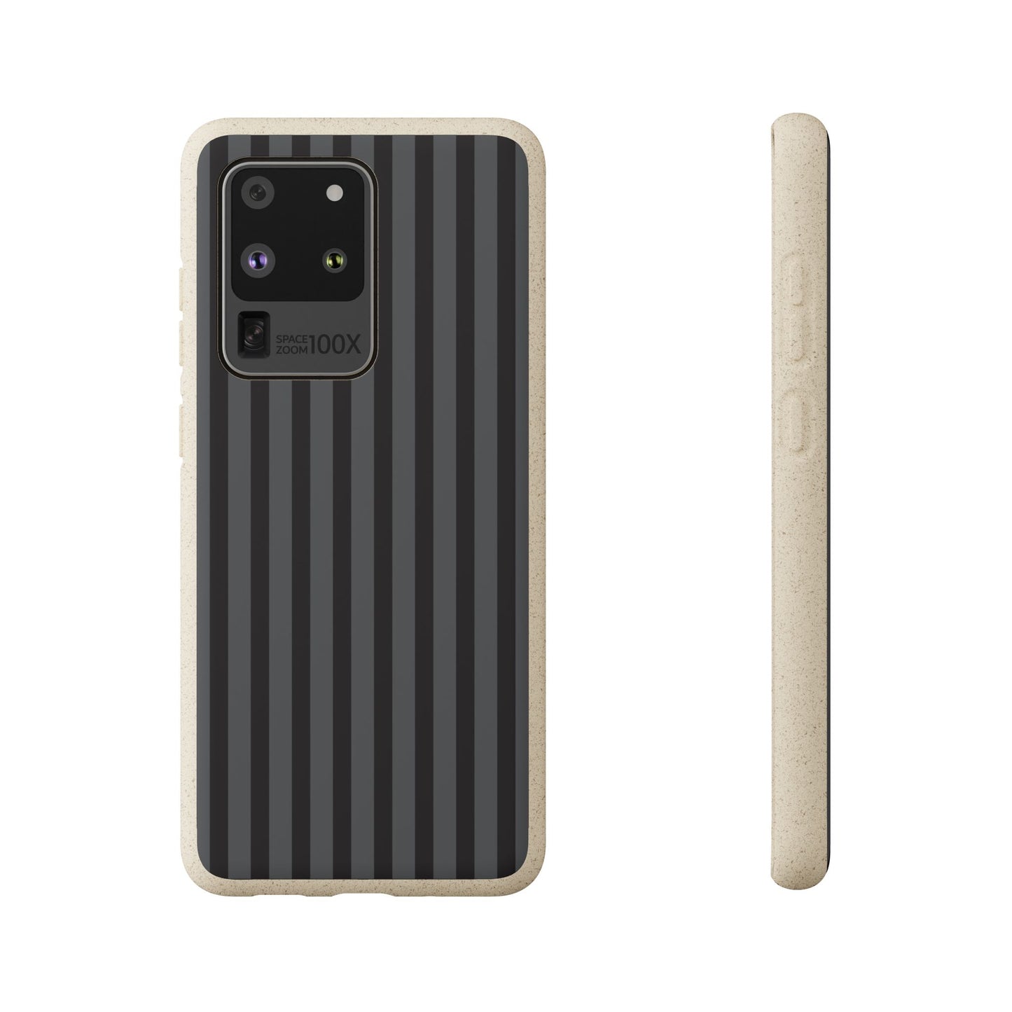 Biodegradable Black Vertical Stripe Phone Cover for Apple iPhone and Samsung Galaxy.