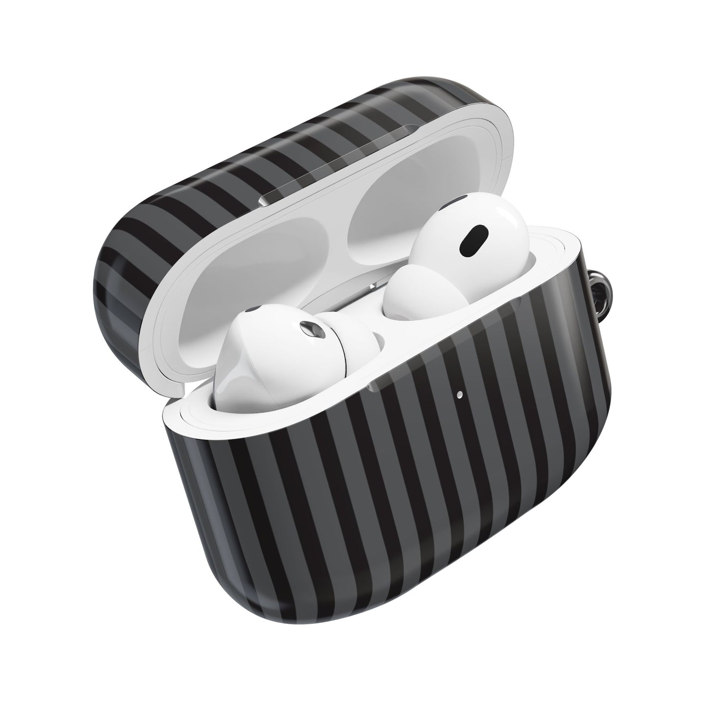 Striped Black AirPod Case – Slim Protective Cover with Keyring Loop