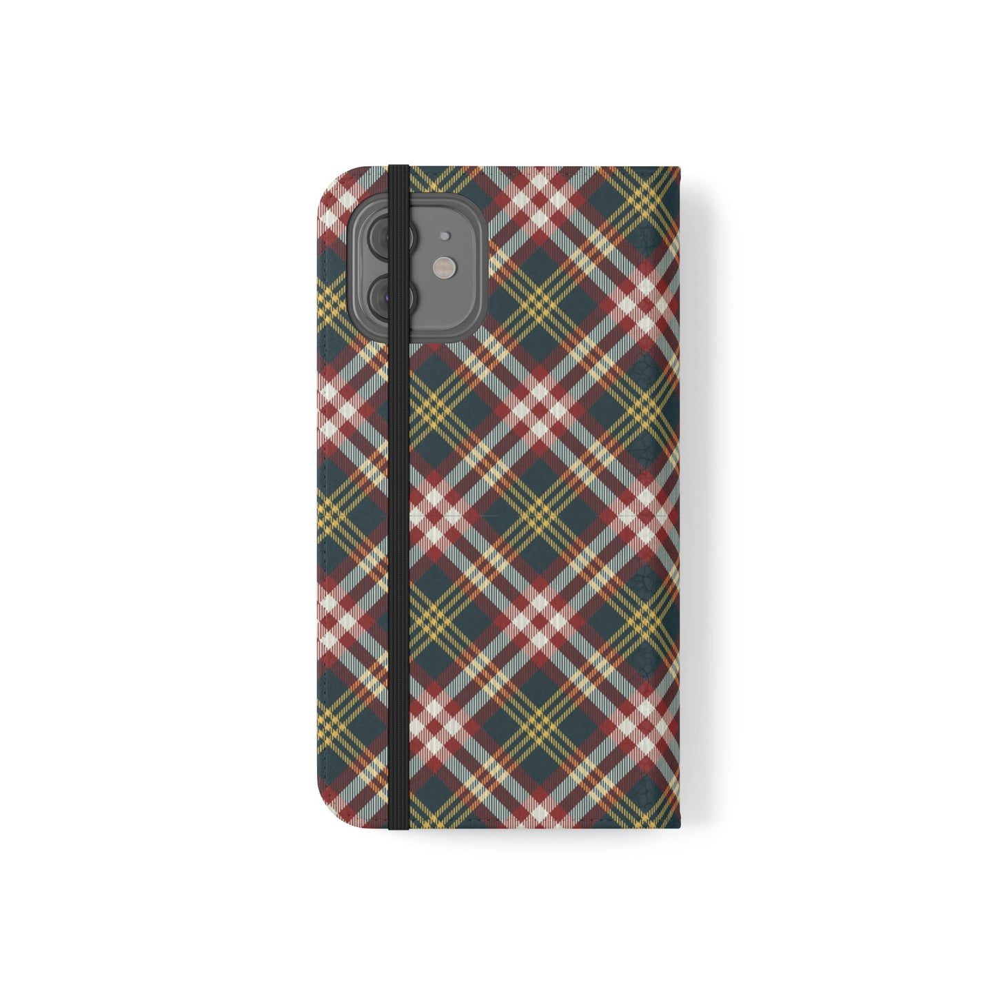 Tartan Flip Phone Case — Yellow & Red Plaid Wallet Cover