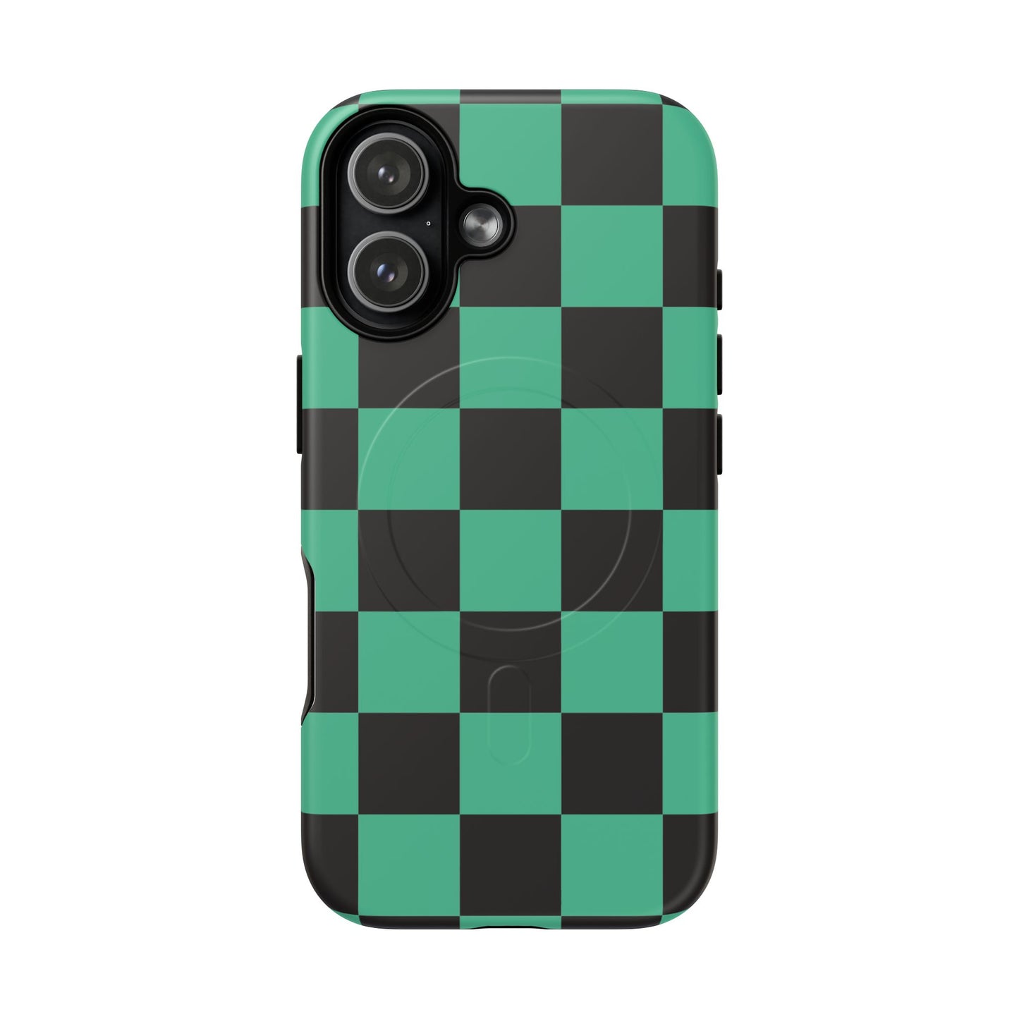 Tanjiro Magnetic Phone Case — Green and Black Chequered Tough Protective MagSafe Case