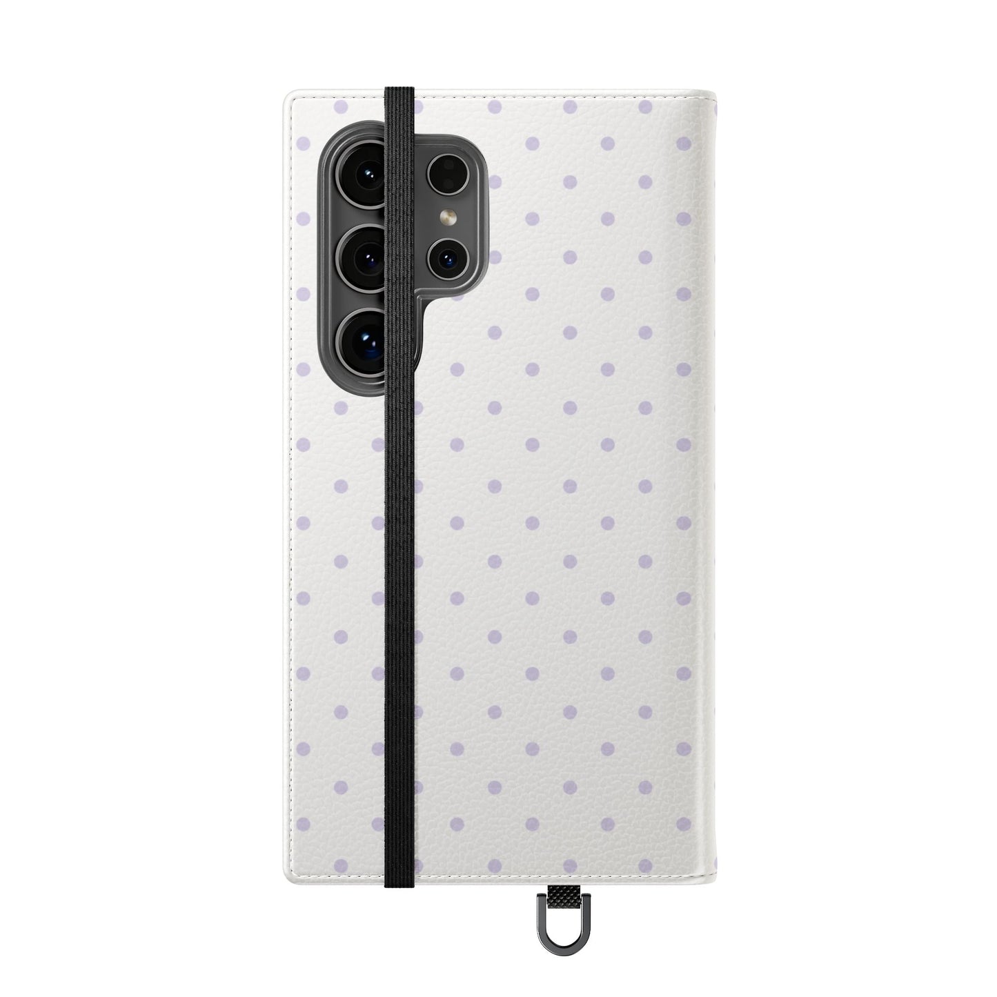 Polka Dot Flip Phone Case — White and Violet Polka Dot Wallet Cover