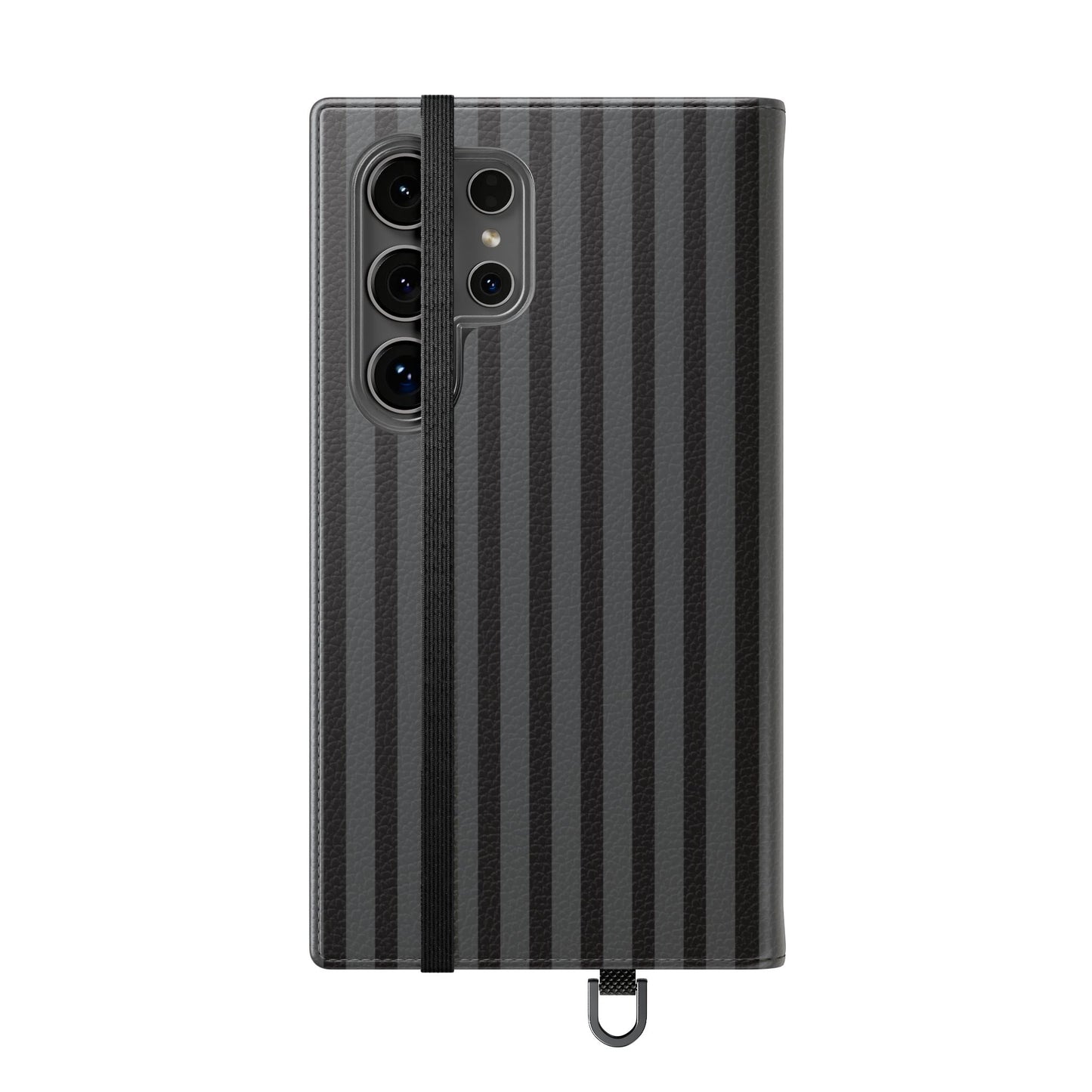 Striped Gray Flip Phone Case — Wallet Flip Case with Card Slots
