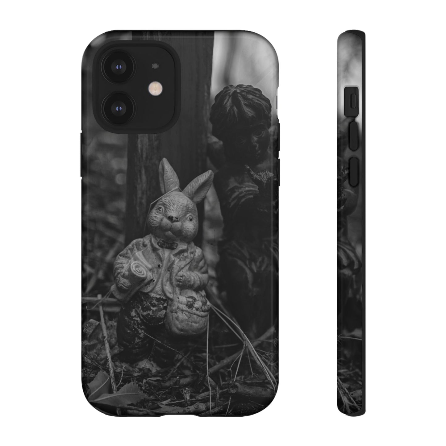 Vintage Gothic Bunny Tough Phone Case — Dark Garden Statue Protective Cover