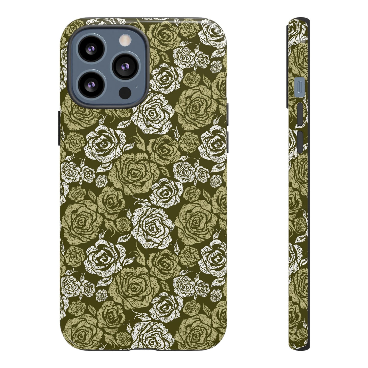 Floral Olive Rose Pattern Tough Phone Case