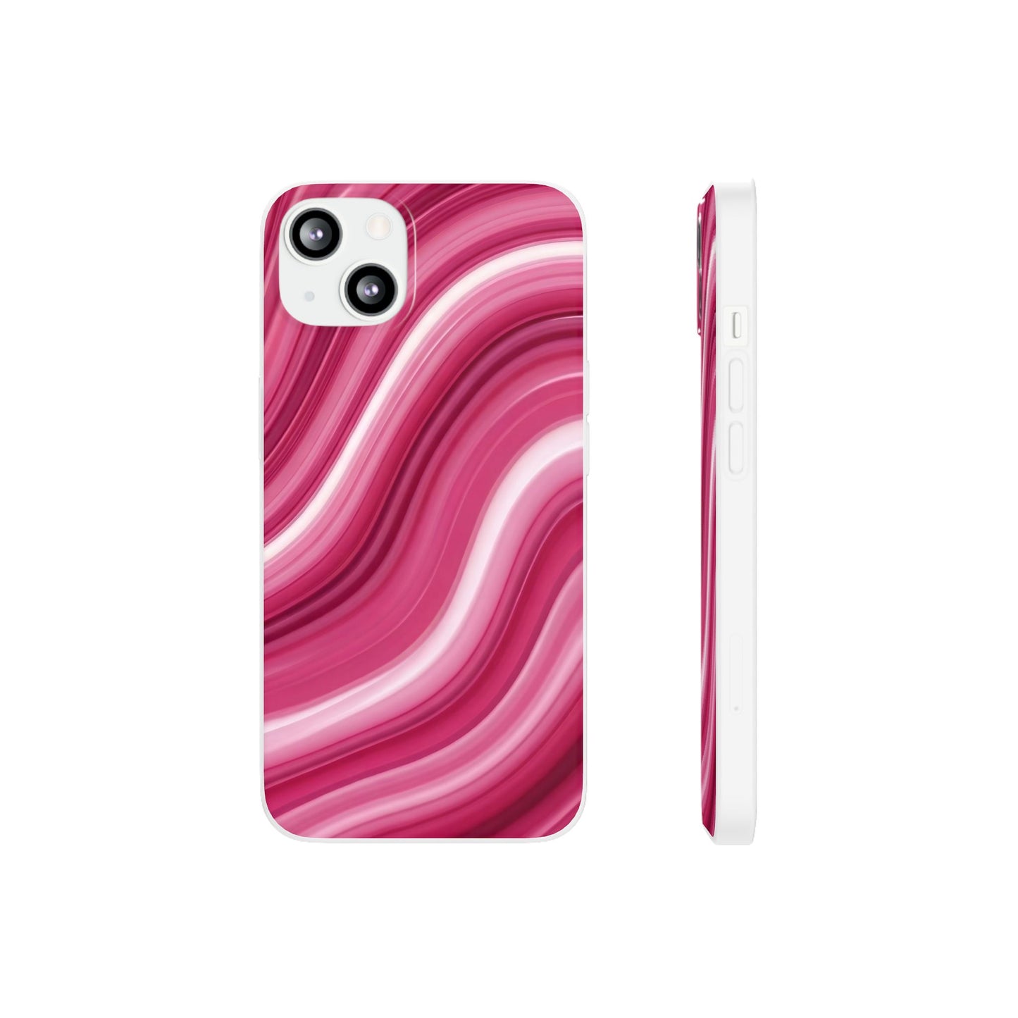 Pink Marble Wave Phone Case — Abstract Swirl Flexi Case for Apple iPhone, Samsung Galaxy.