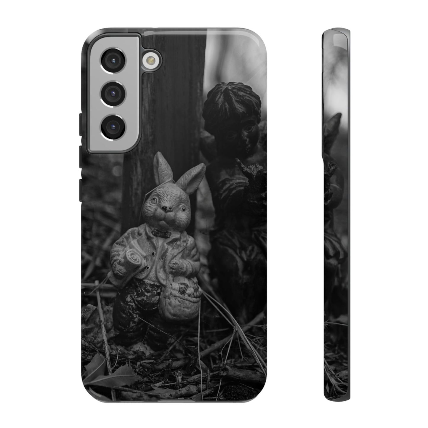 Vintage Gothic Bunny Tough Phone Case — Dark Garden Statue Protective Cover