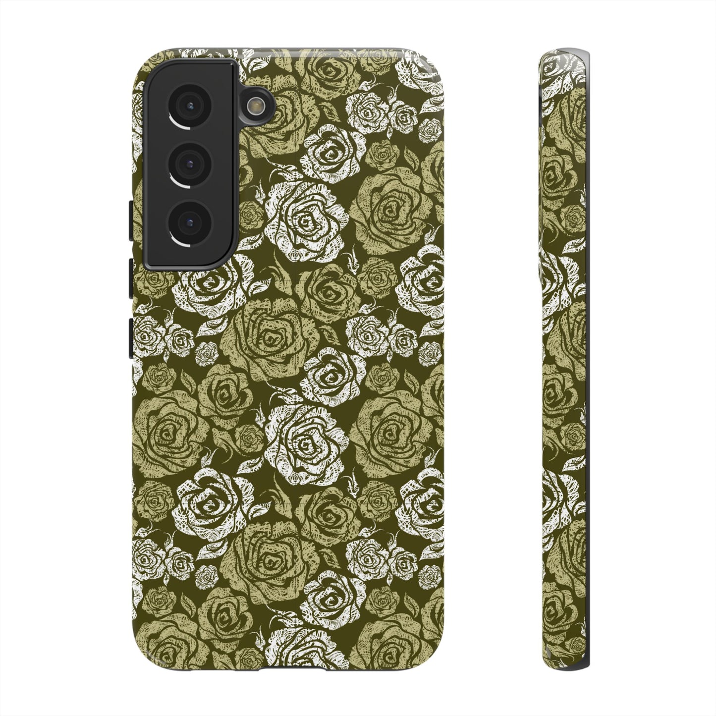 Floral Olive Rose Pattern Tough Phone Case