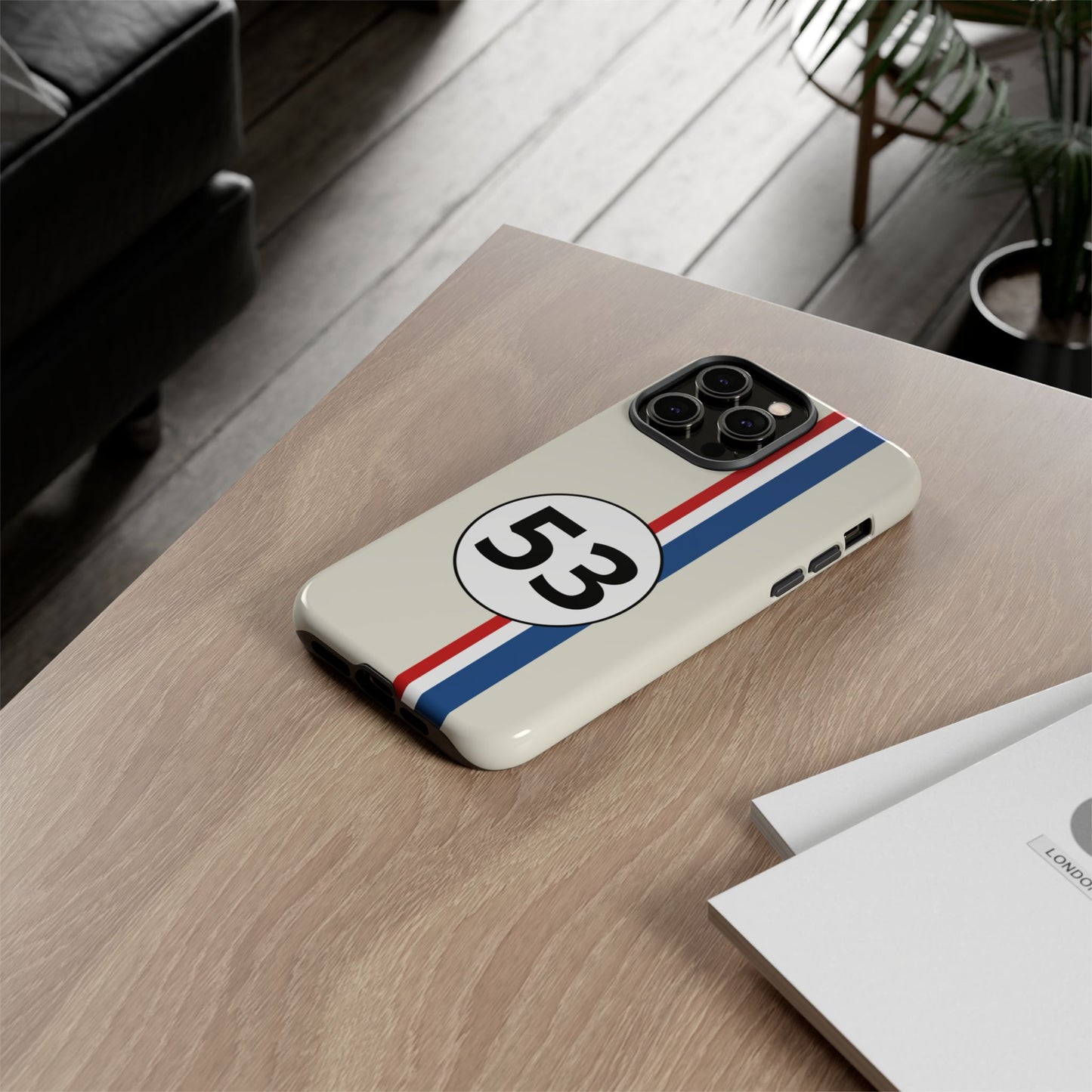 Racing Stripe Personalised Number Tough Phone Case for Apple iPhone, Samsung Galaxy and Google Pixel.