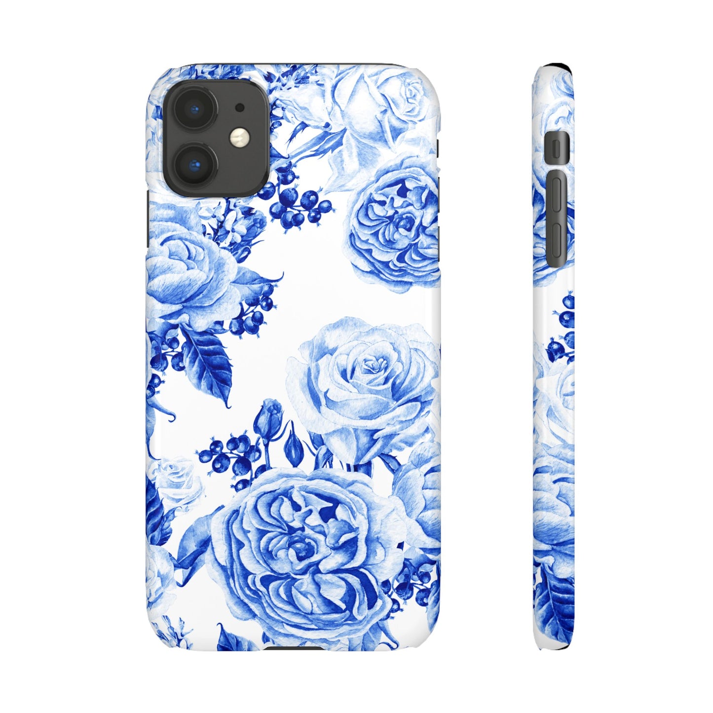 Blue Porcelain Floral Snap Phone Case — Vintage Rose Pattern