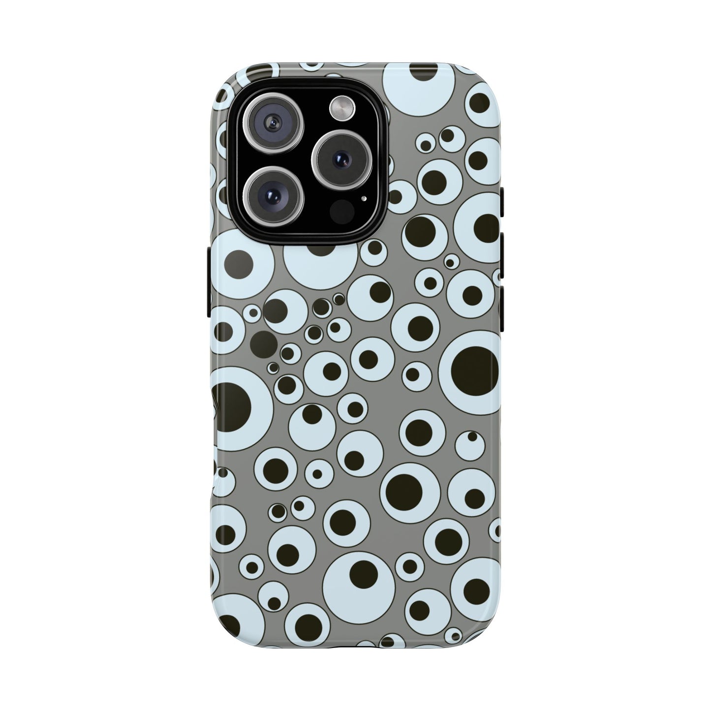 Bubble Pattern Tough Phone Case – Grey Retro Polka-Dot Design