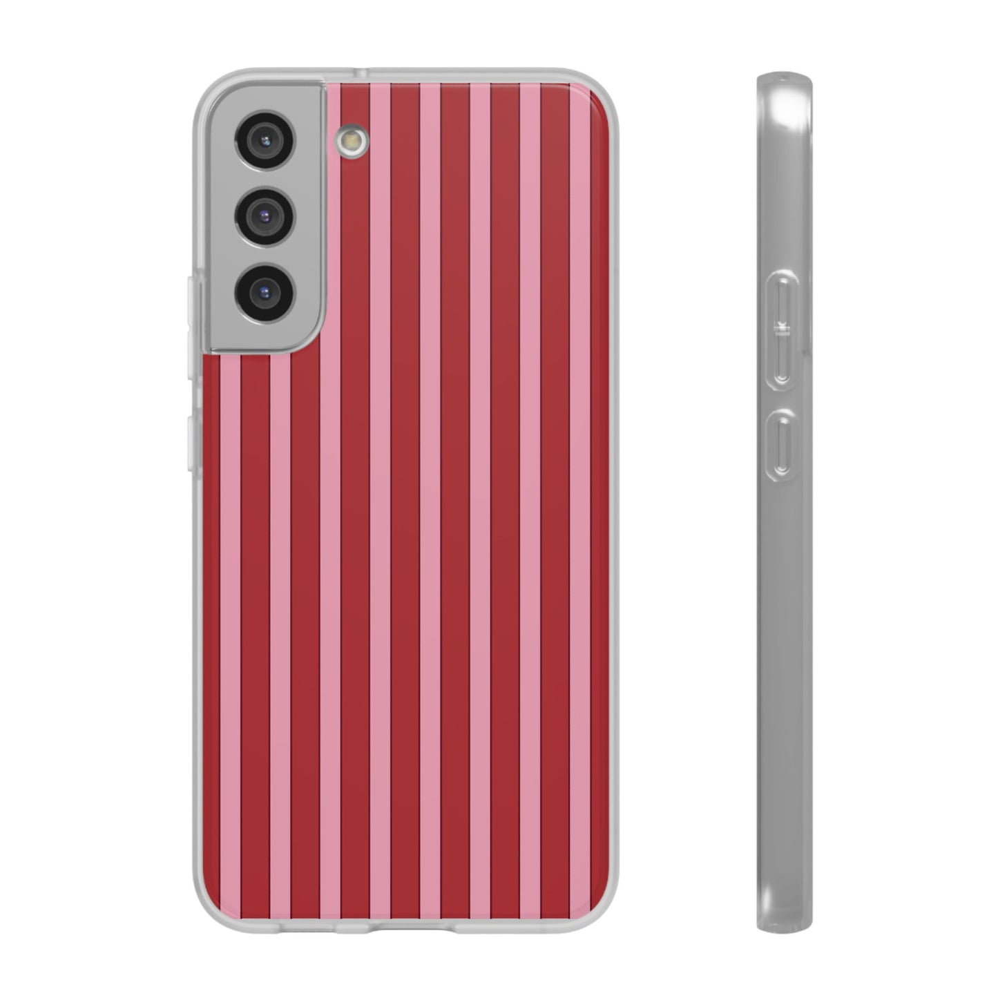 Red Vertical Stripe Protective Flexi Case for Apple iPhone, Samsung Galaxy.