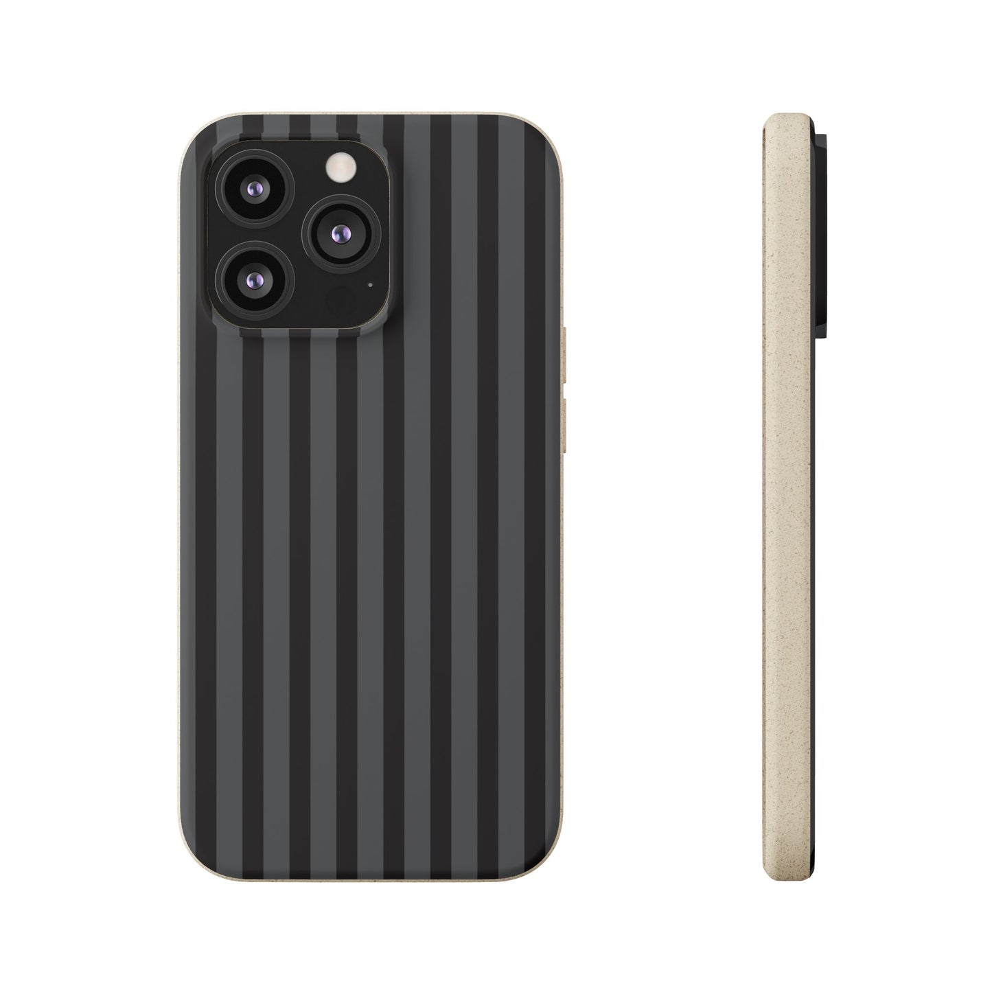 Biodegradable Black Vertical Stripe Phone Cover for Apple iPhone and Samsung Galaxy.