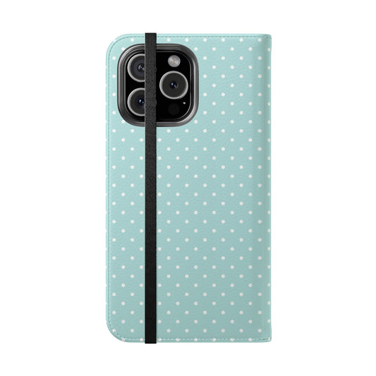 Polka Dot Flip Phone Case — Pastel Blue Polka Dot Wallet Cover