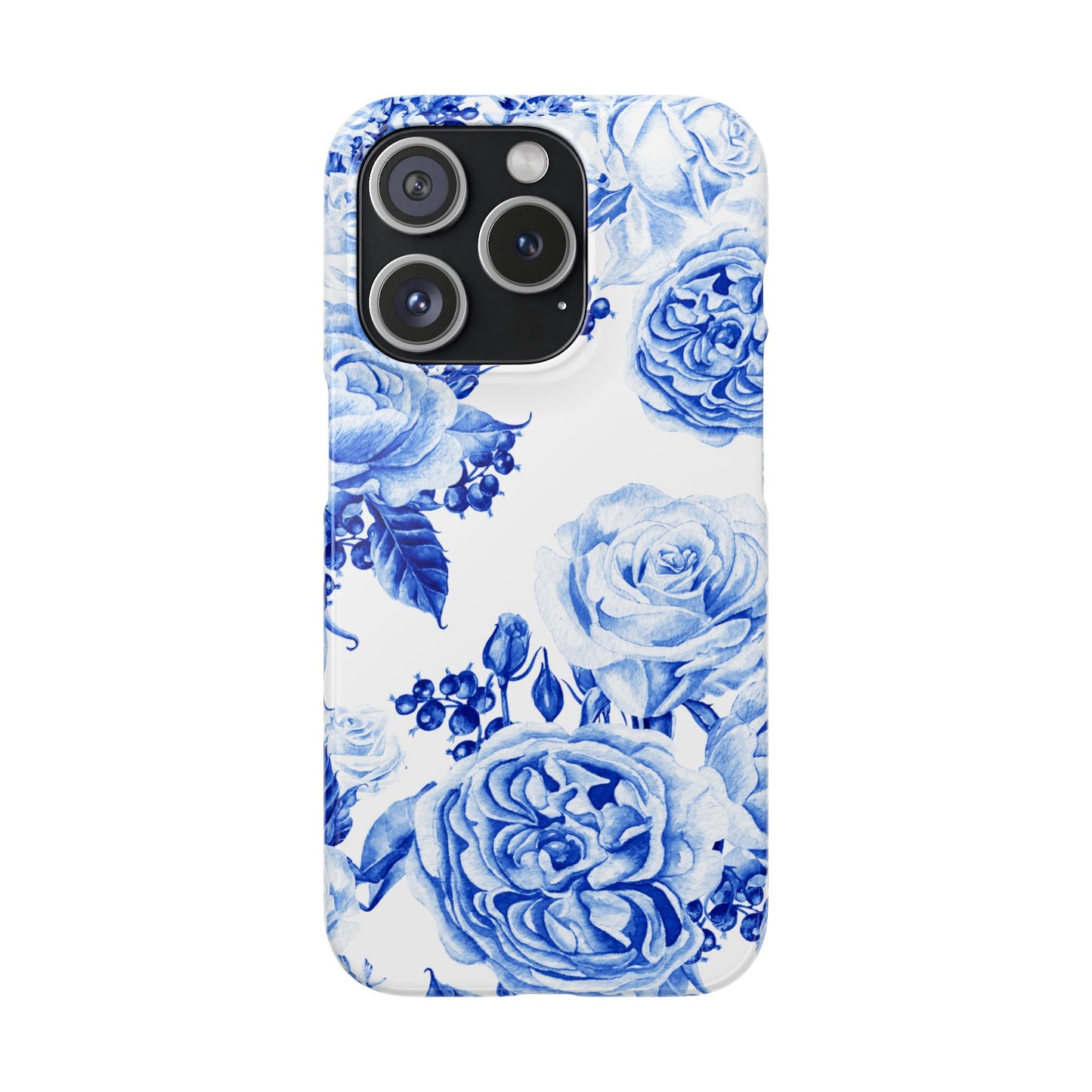 Blue Porcelain Floral Snap Phone Case — Vintage Rose Pattern