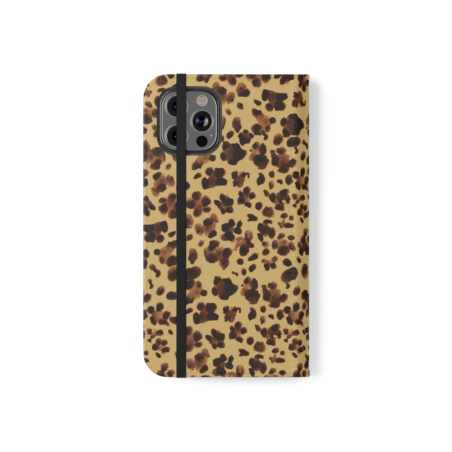 Leopard Print watercolour Flip Phone Case - Stylish Wallet Folio Cover with Card Slots