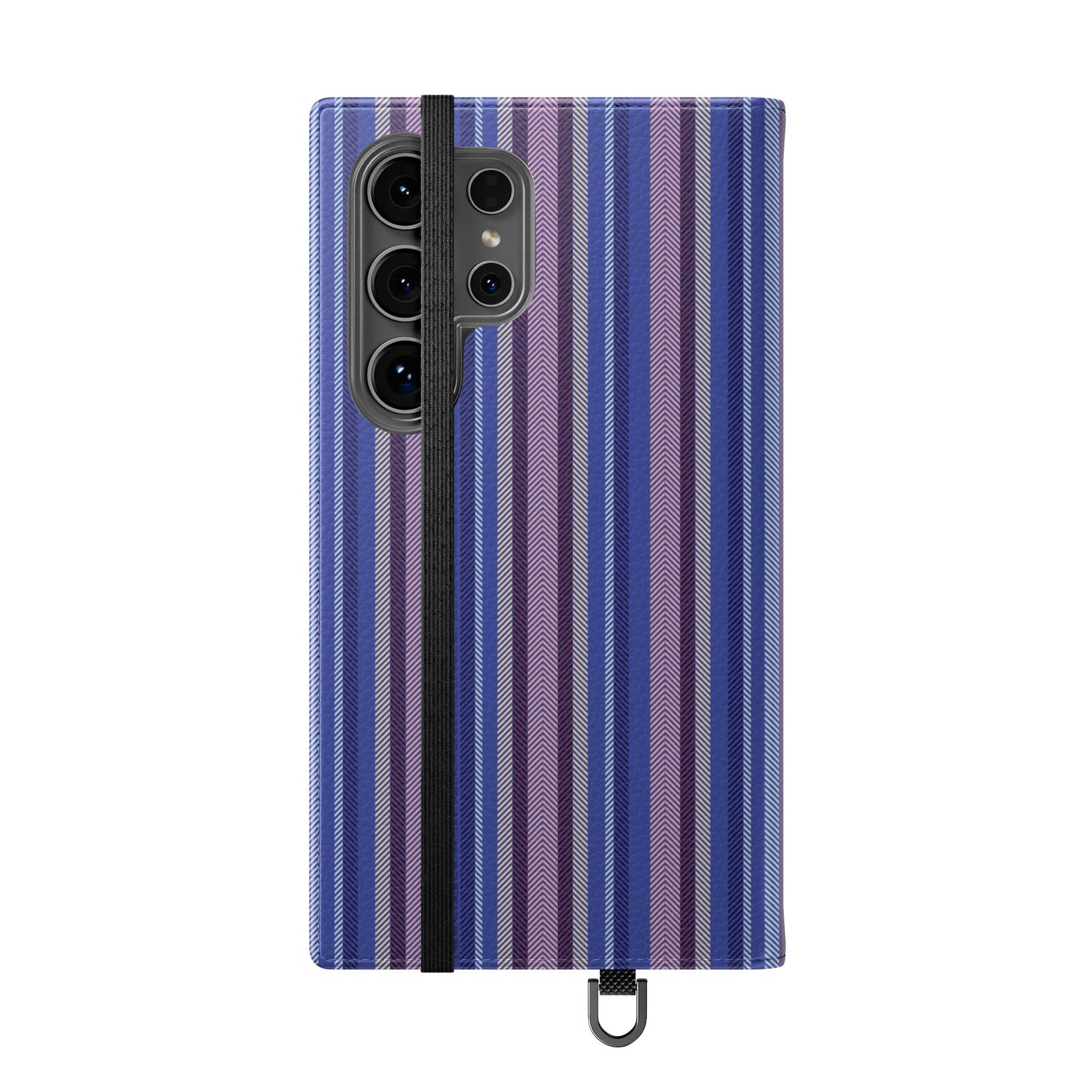 Striped Blue Flip Phone Case — Wallet Folio Phone Cover