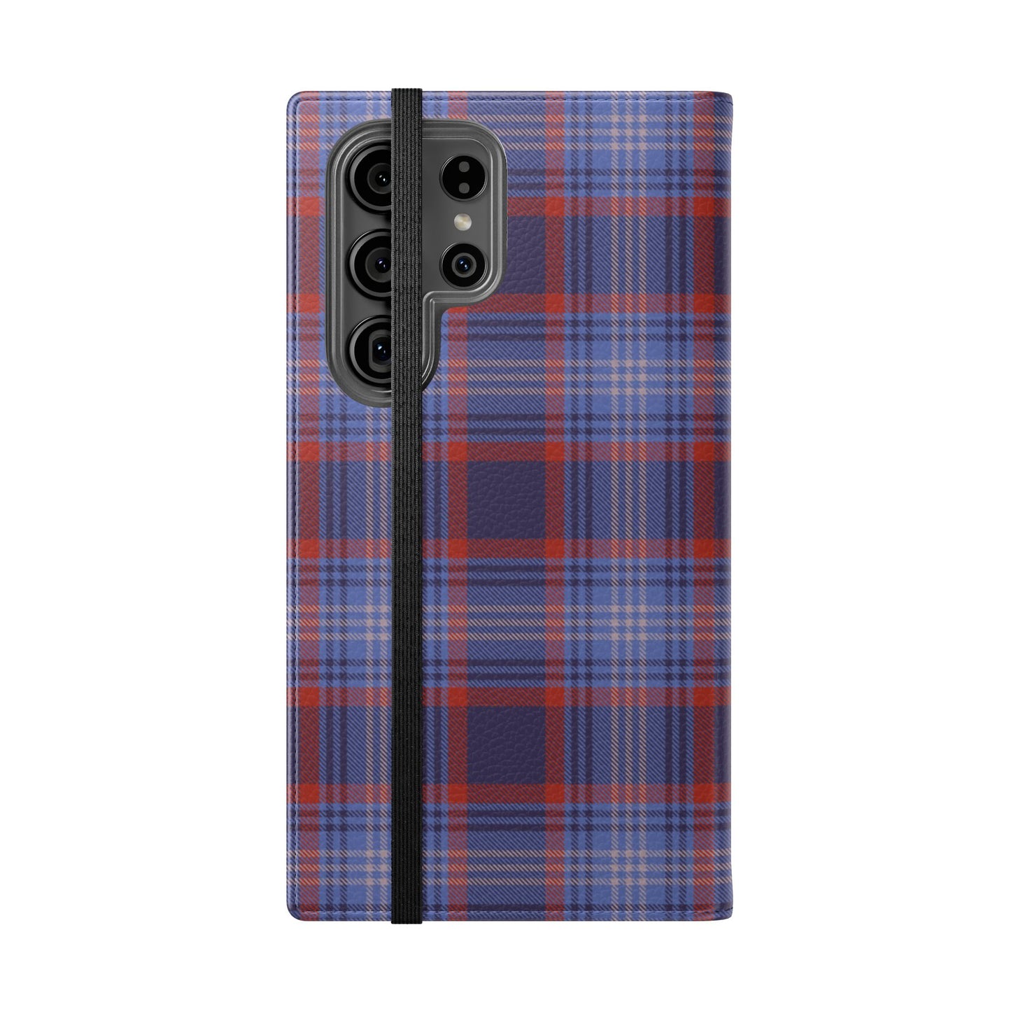 Tartan Flip Phone Case — Red & Purple Plaid Wallet Cover