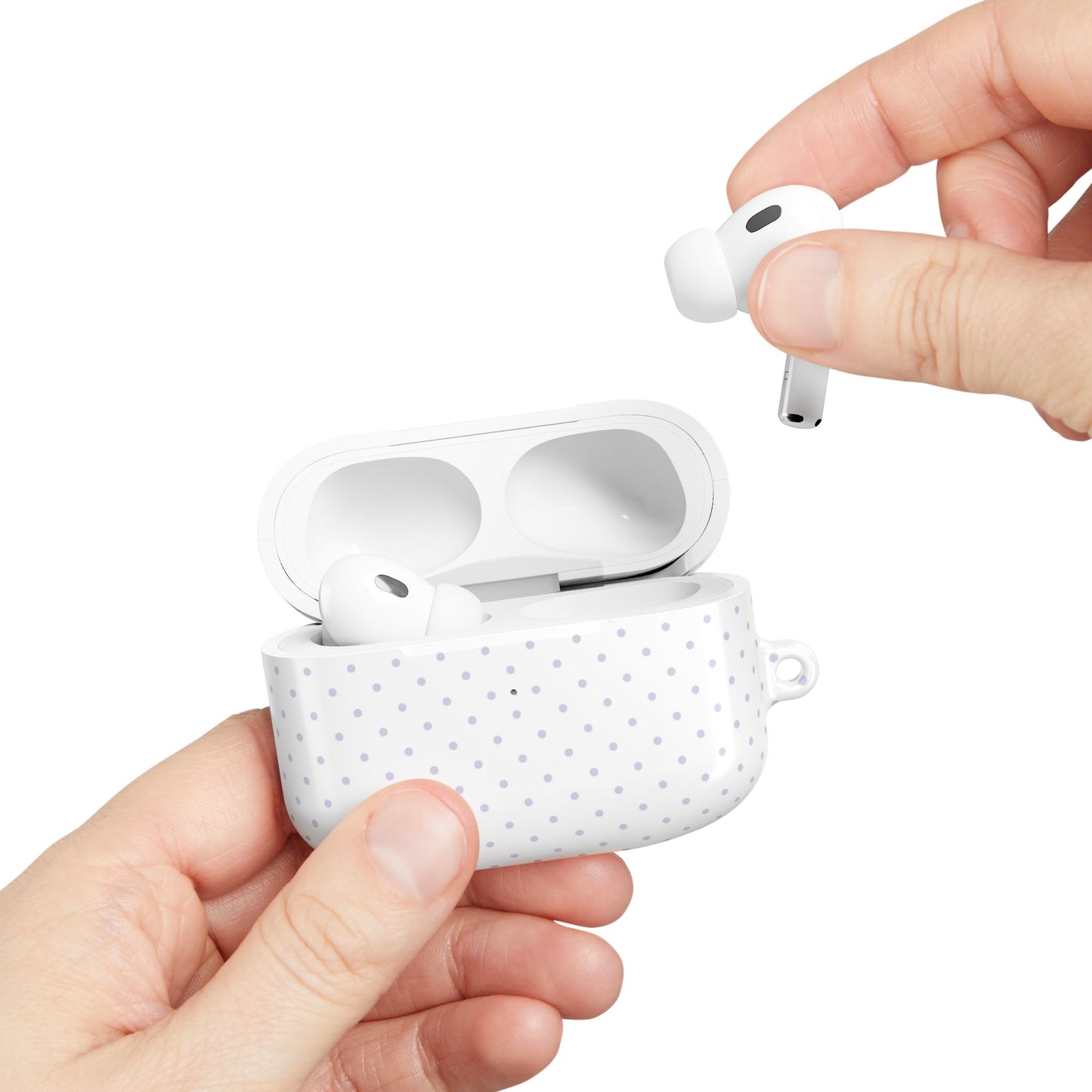 White and Violet Pastel Polka Dot AirPod Case — Classic Pastel White and Violet Polka Dot Protective Cover