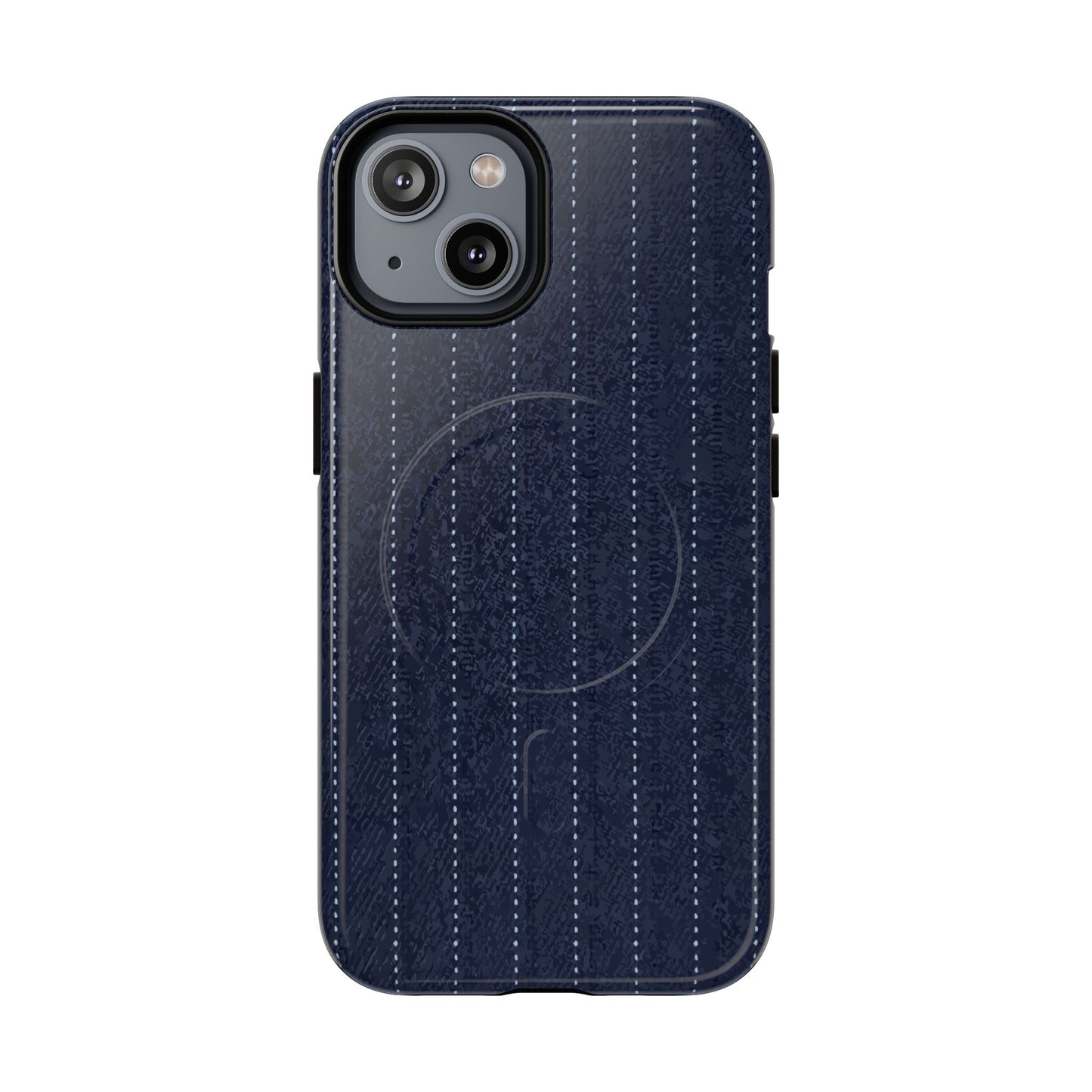 MagSafe Tough Phone Case — Navy Pinstripe Magnetic Protective Cover