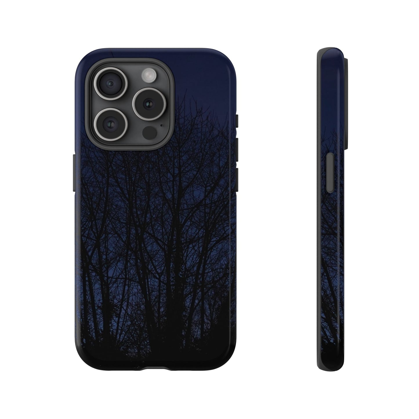 Night Forest Phone Case — Dark Tree Silhouette Protective Tough Case
