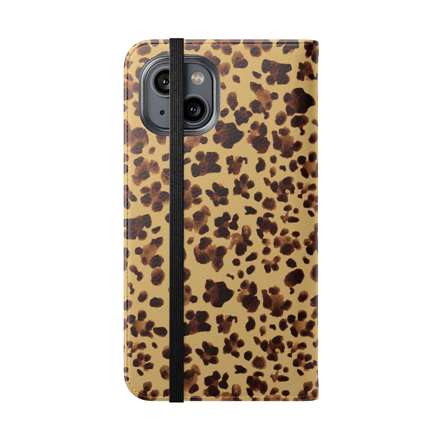 Leopard Print watercolour Flip Phone Case - Stylish Wallet Folio Cover with Card Slots