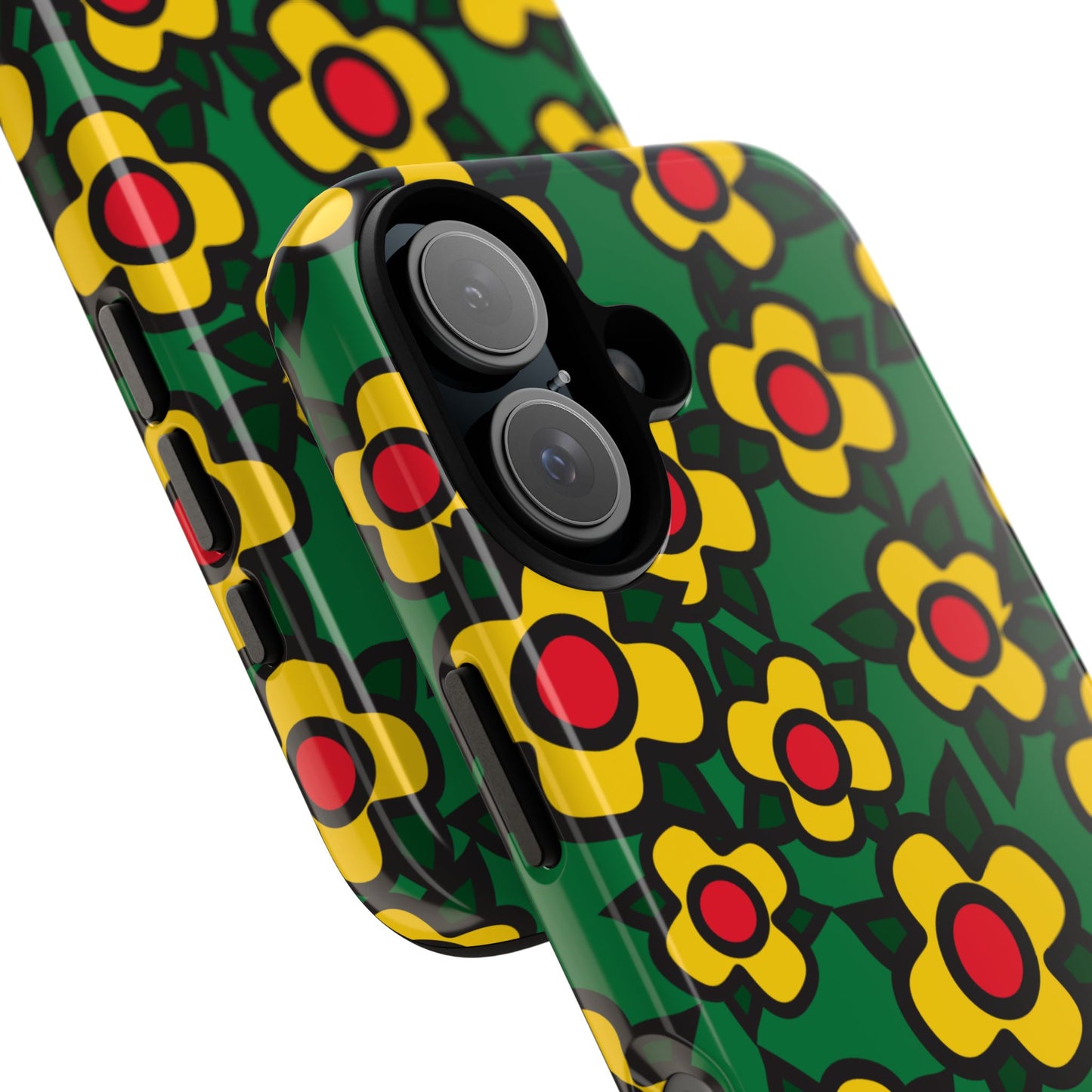 Floral Pop Tough Phone Case — Retro Yellow Red Flower Pattern