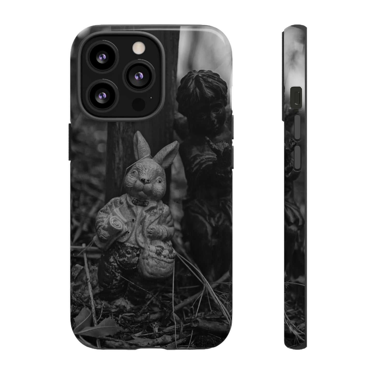 Vintage Gothic Bunny Tough Phone Case — Dark Garden Statue Protective Cover