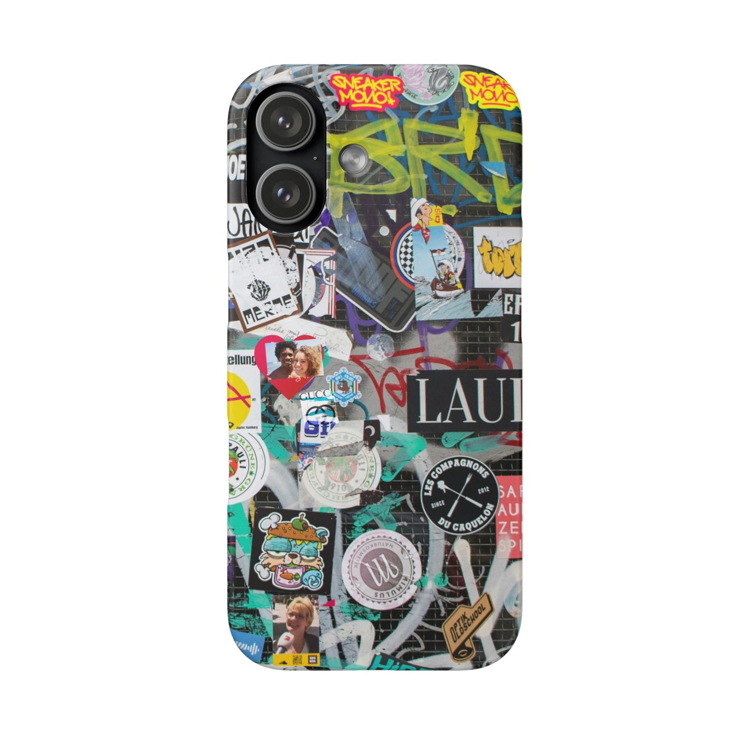Sticker Bomb Personalised Graffiti Slim Phone Case for Apple iPhone, Samsung Galaxy and Google Pixel.