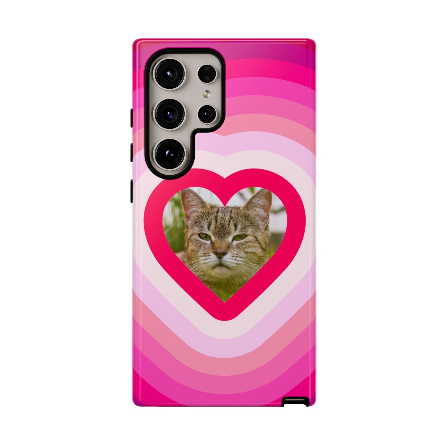 Single Image Personalised  Heart Photo Phone Case – Pink Gradient Love Tough Case for Apple iPhone, Samsung Galaxy and Google Pixel.