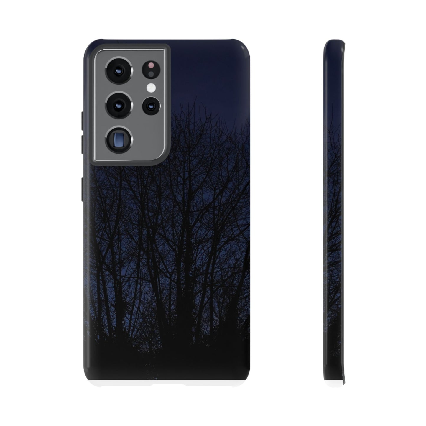 Night Forest Phone Case — Dark Tree Silhouette Protective Tough Case