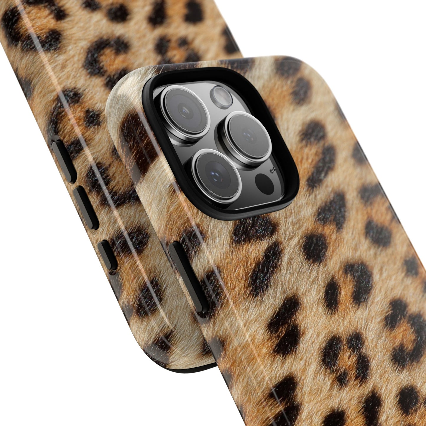 Leopard Print Tough Phone Case — Durable Protective Case with Wild Animal Fur Design